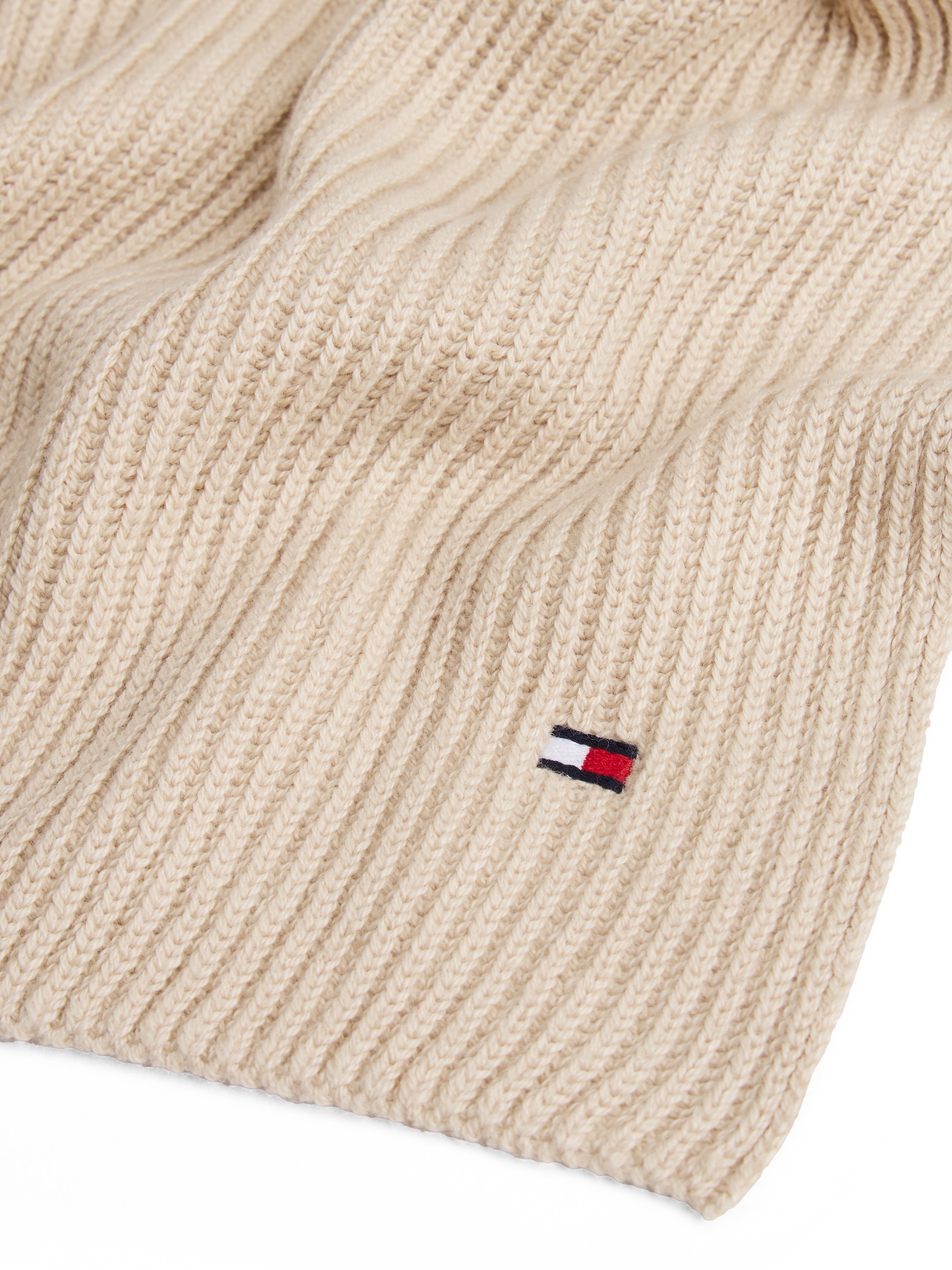 Tommy Hilfiger Strickschal »TH FLAG PIMA COTTON CASH SCARF«, mit Logostickerei, mit Kaschmiranteil Unisex