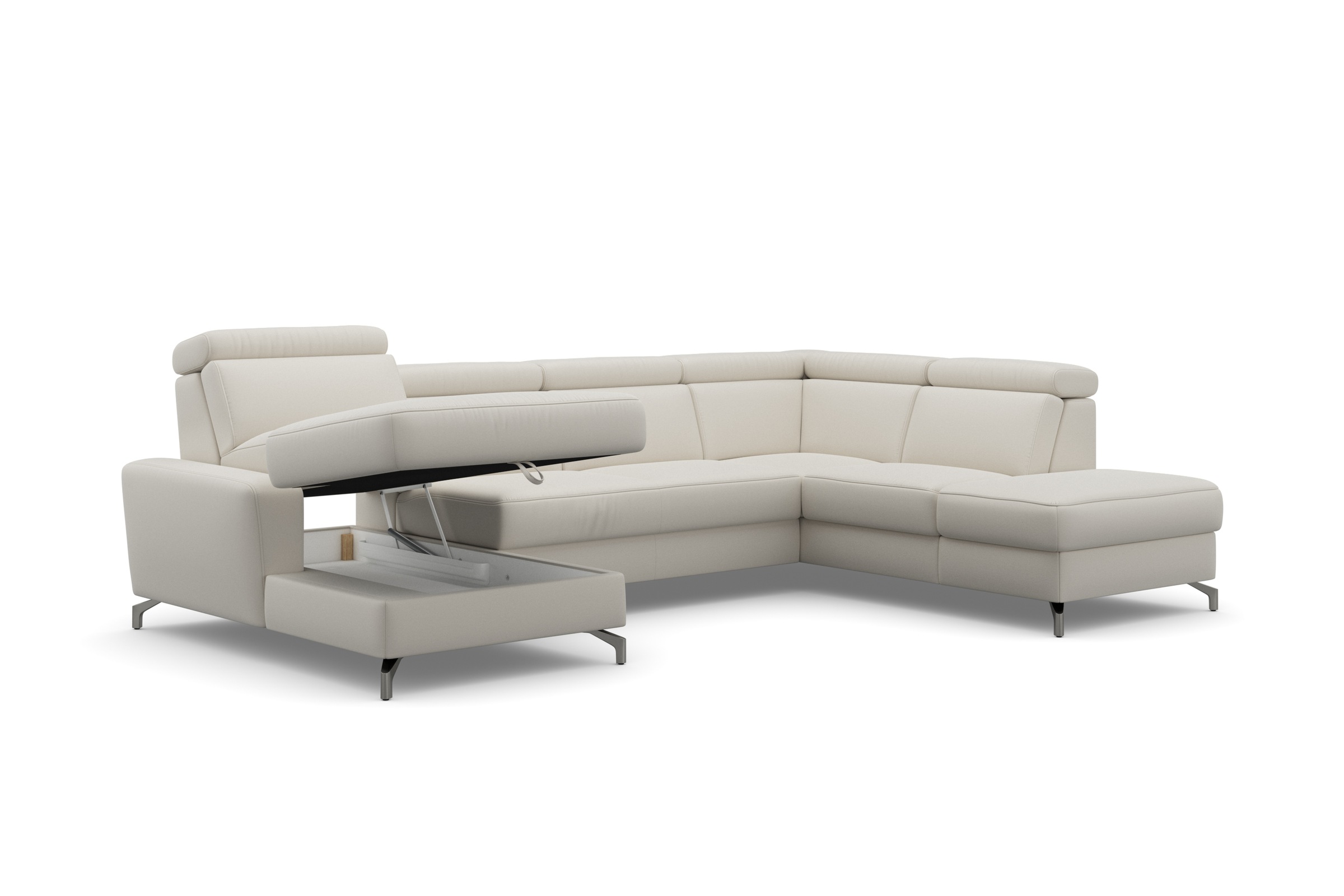 sit&more Wohnlandschaft »Scarlett U-Form«, inklusive Kopfteilverstellung, wahlweise mit Bettfunktion, Bettkasten
