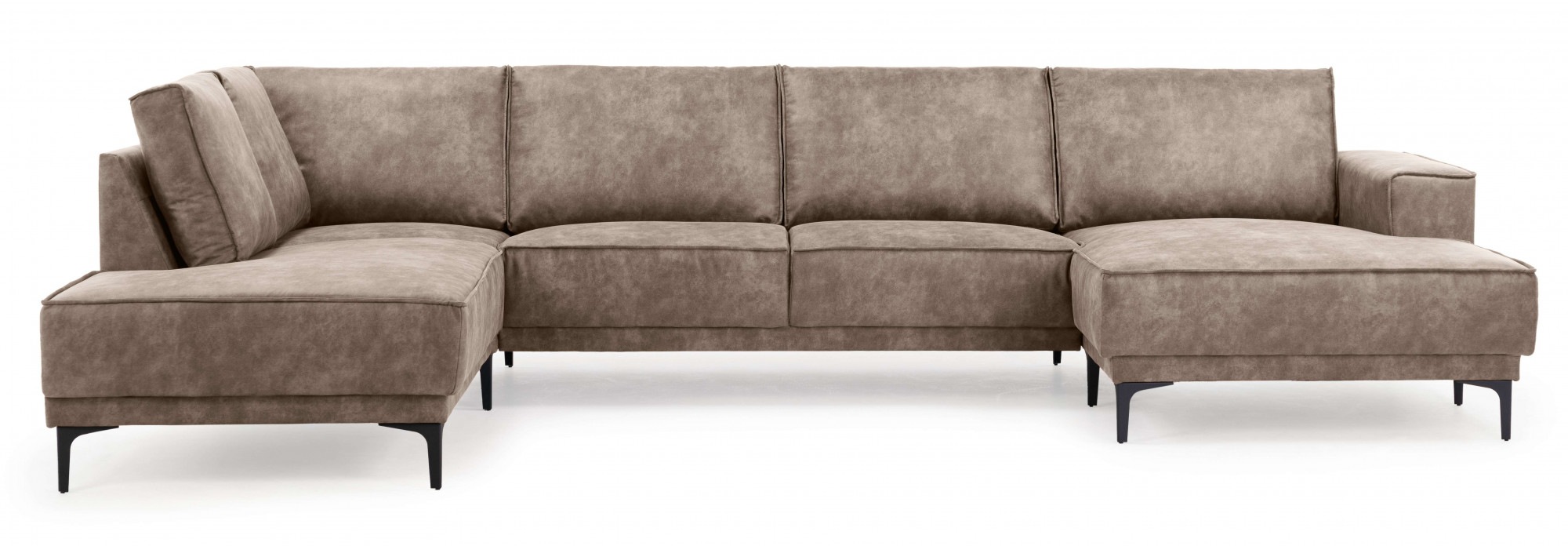 Places of Style Wohnlandschaft »XXL Sofa Oland, Struktur, Flachgewebe, Luxus-Microfaser, Boucle«, U-Form, 345 cm, Wellenunterfederung, Skandi-Design, Metallfüße