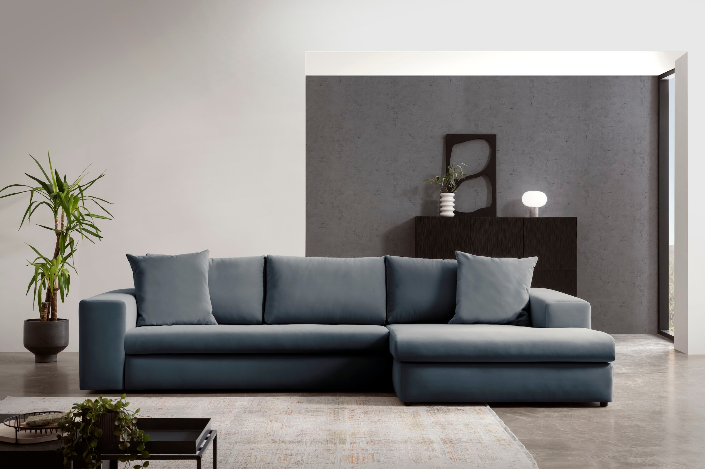 Home affaire Ecksofa »SLEETLAND XXL in Samtvelours oder Vintage-Leder-Optik günstig online kaufen