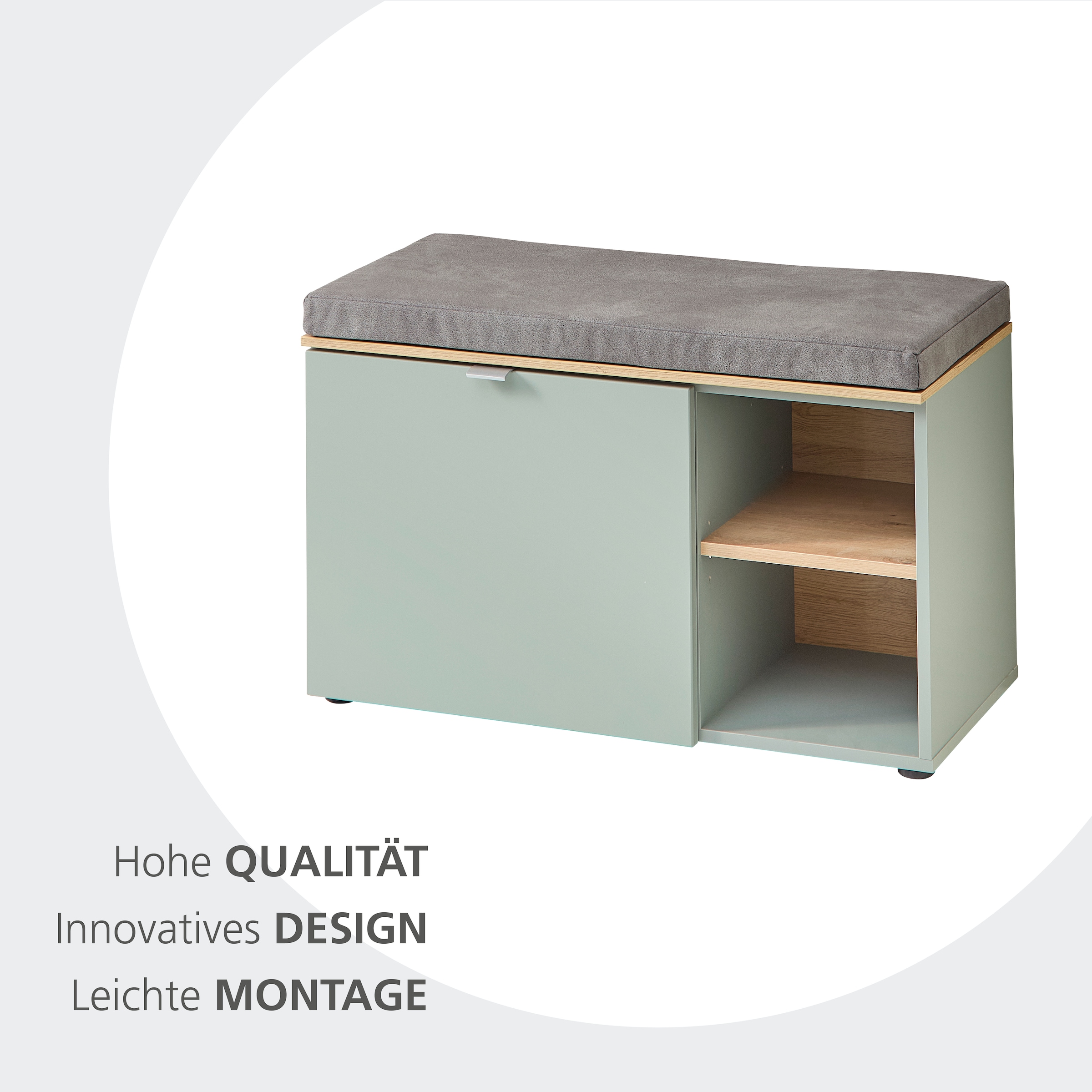 Innostyle Schuhschrank »Bari Schuhbank inkl. Sitzkissen, BxHxT 78x50x38 cm« 1 Stk. tlg. 1 türig, 4 Fächer, Softclose, ABS Kantenschutz