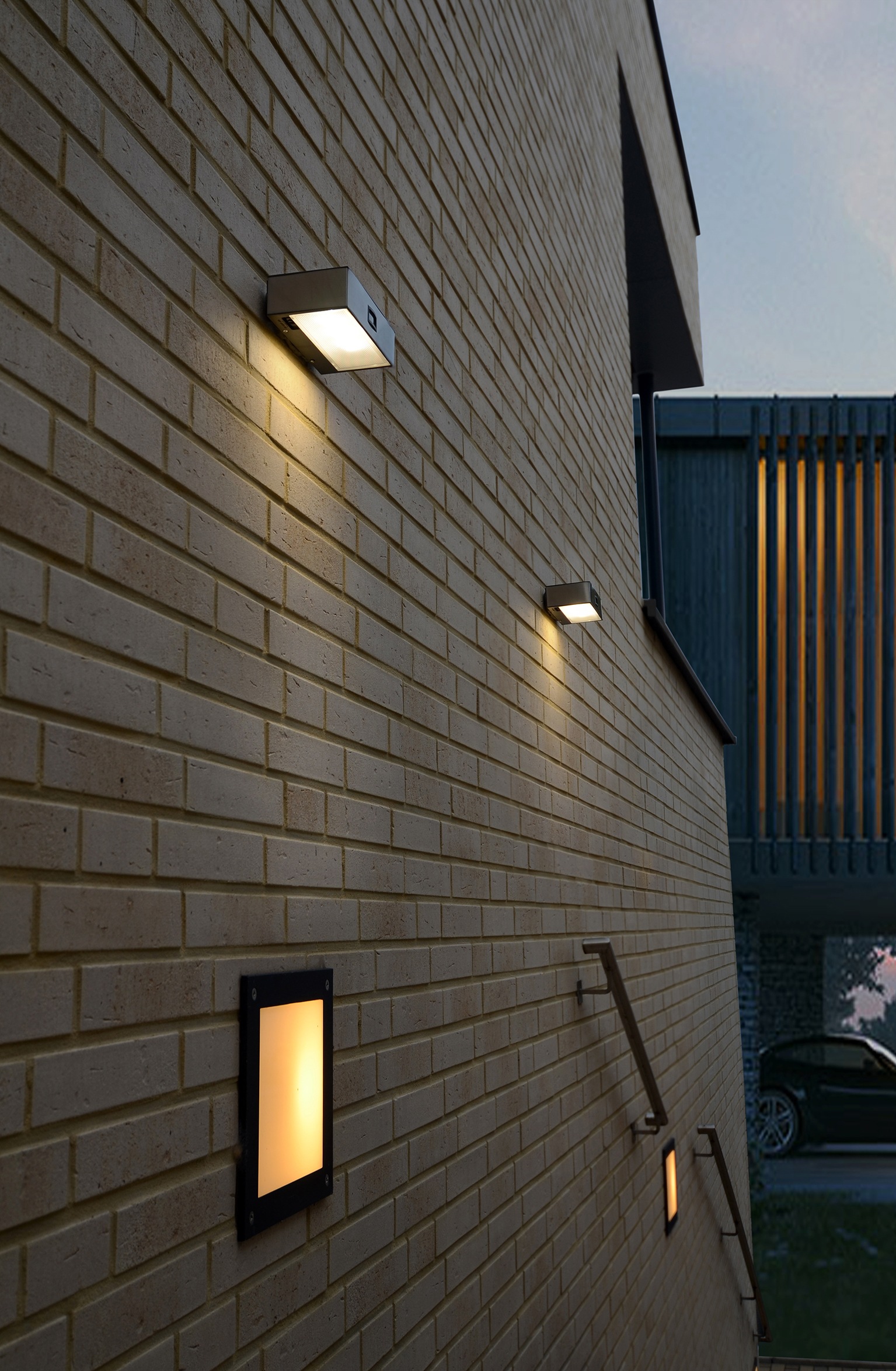 LUTEC LED Außen-Wandleuchte »BRICK«, Leuchtmittel LED-Modul | LED fest integriert, Solarleuchte, Bewegungsmelder