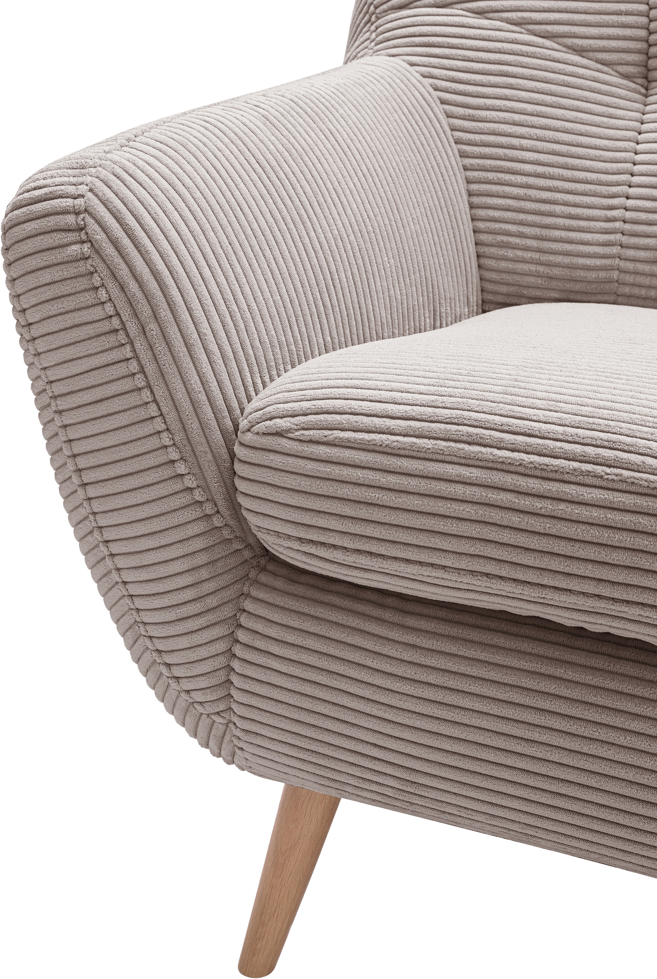 exxpo - sofa fashion 2-Sitzer »Scandi, bequem, aufwendige Rückenpolsterung für mehr Sitzkomfort«, akuelle Farben in hochwertige Bezugsqualitäten, Holzfuß