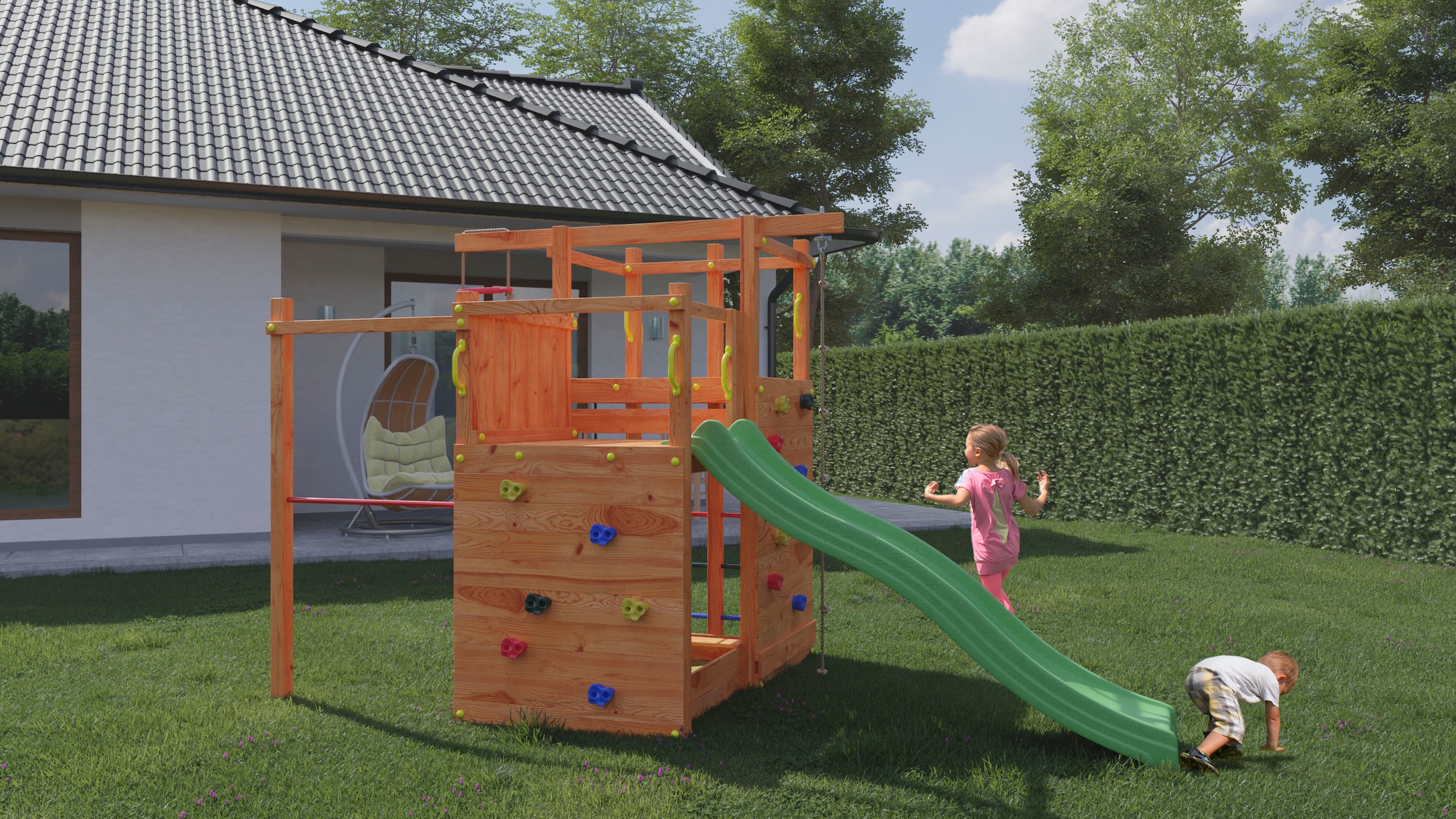 FUNGOO Spielturm »Climbing Star2« mit Schaukel & Rutsche, Klettererweiterung, FSC® - schützt Wald