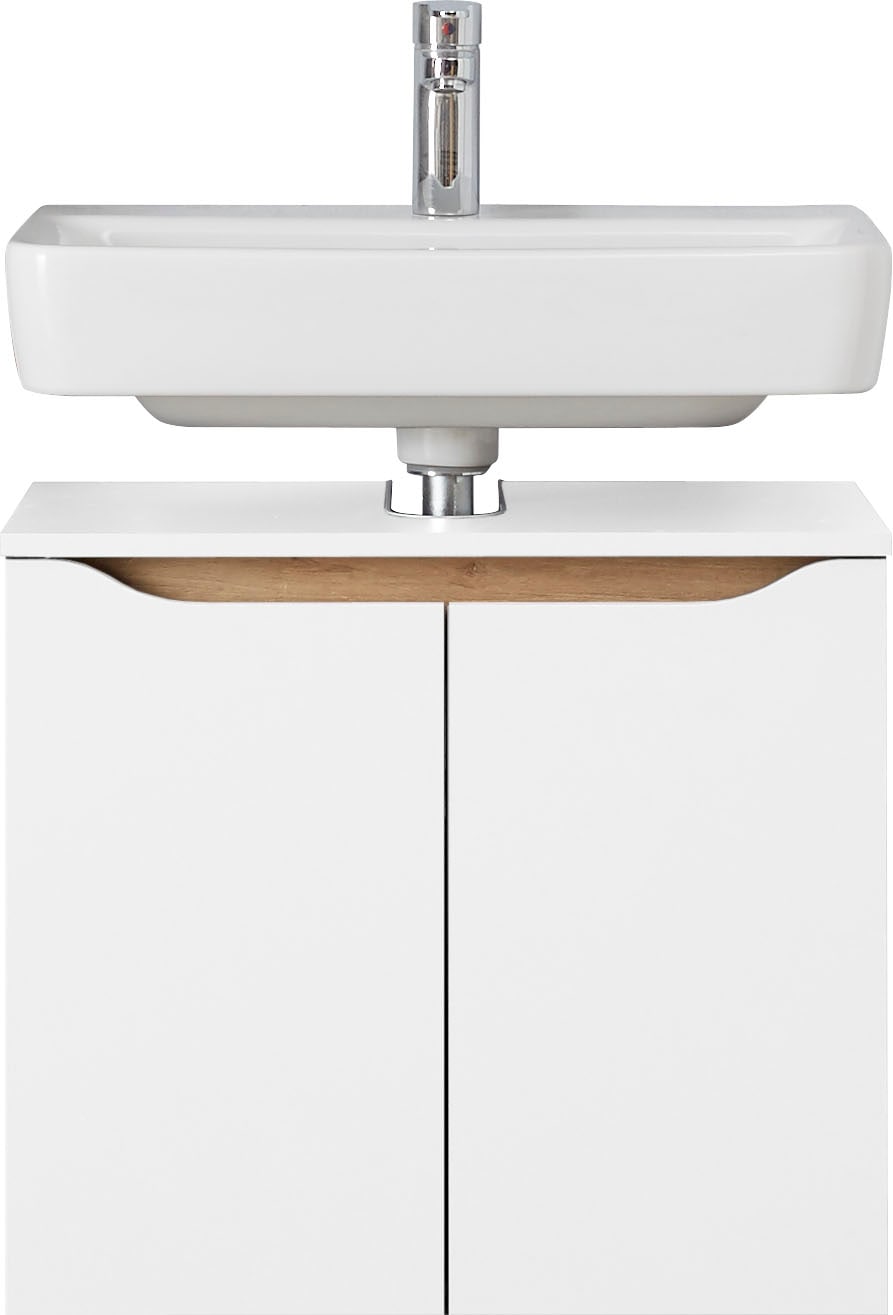Saphir Badmöbel-Set »Quickset 4-teilig, Waschbeckenunterschrank mit LED-Spiegelschrank«, (10 St.), Unterschrank, Midischrank, inkl. Türdämpfer, 8 Türen, 2 Nischen