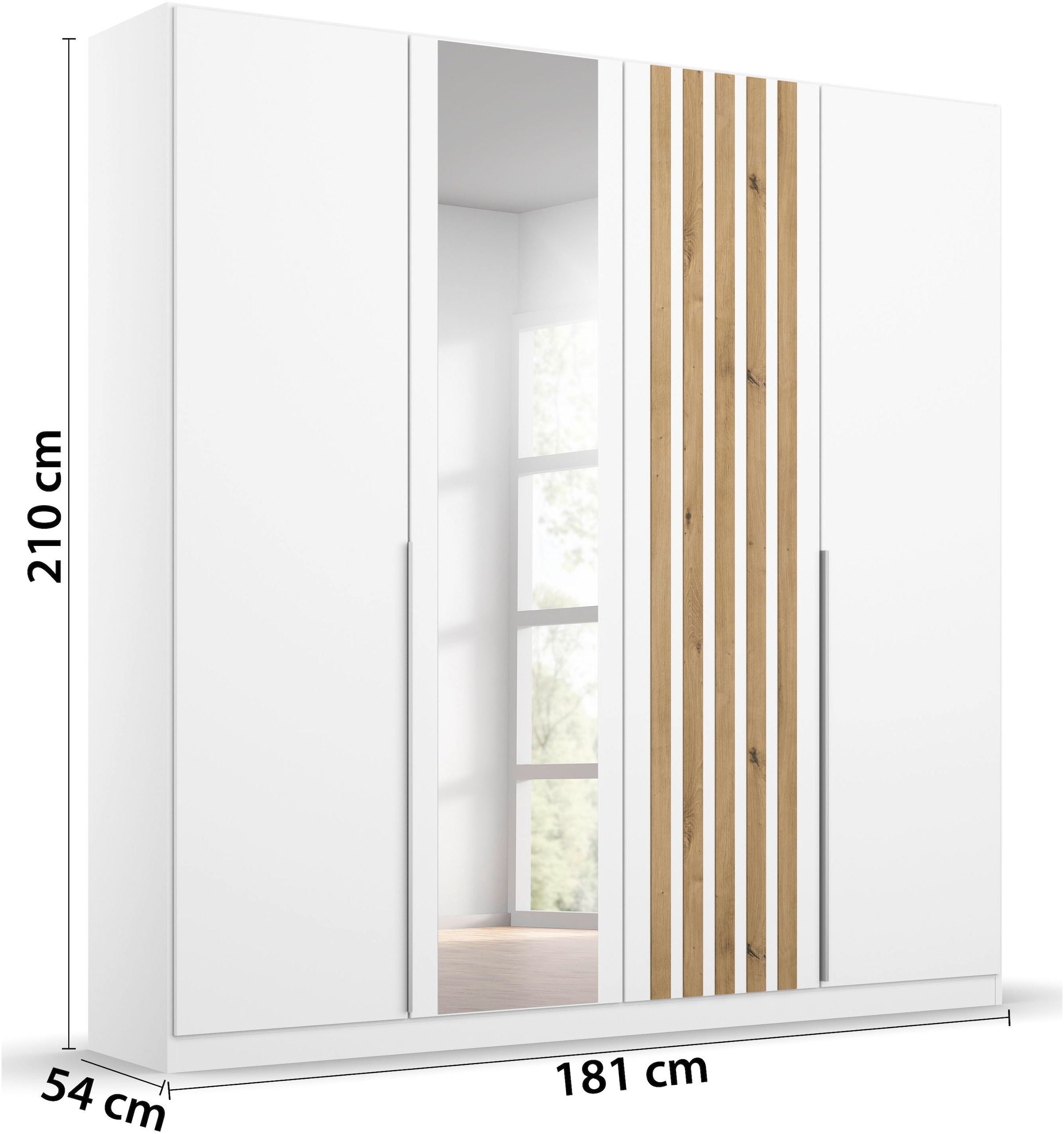 rauch Drehtürenschrank »Kleiderschrank Schrank Garderobe Wäscheschrank Schlafzimmer LAMELLA« Breiten 181/226/271 cm in 3 Ausstattungen BASIC/CLASSIC/PREMIUM,  elegante Lamellen-Auflage in 3D Akustikpaneel Optik MADE IN GERMANY