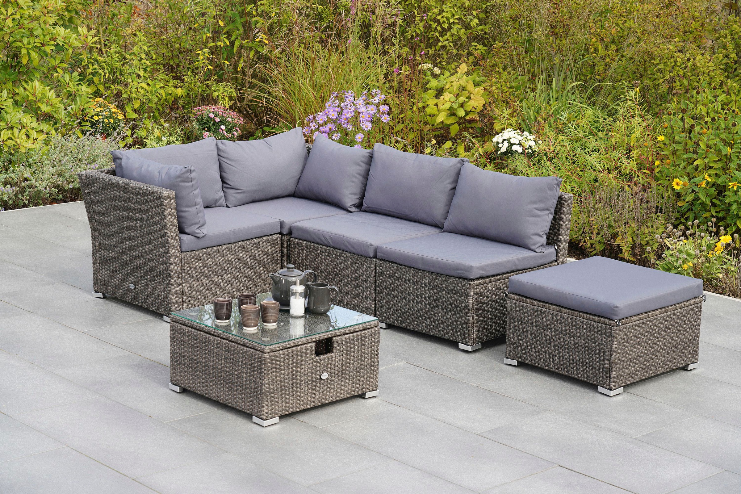 MERXX Garten-Essgruppe »Malaga« Eckset mit höhenverstellbarem Tisch günstig online kaufen