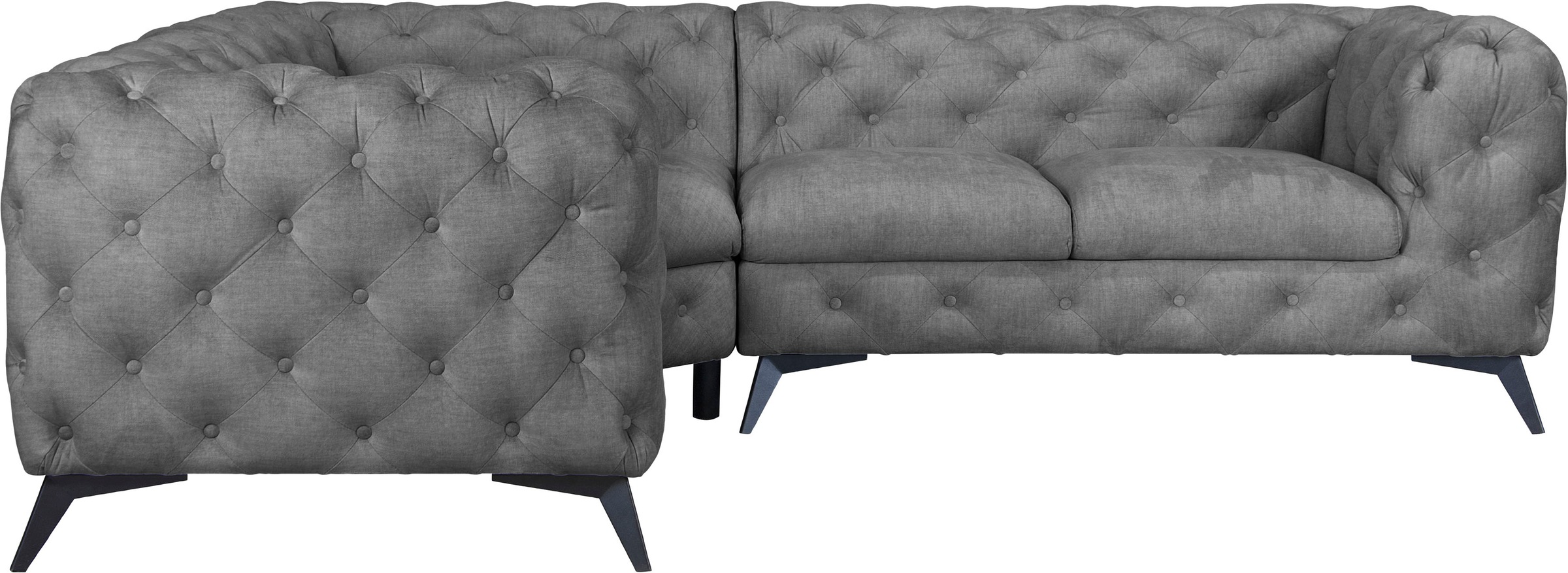 Leonique Chesterfield-Sofa »Ecksofa GLYNIS L-Form mit Wellenunterfederung, günstig online kaufen