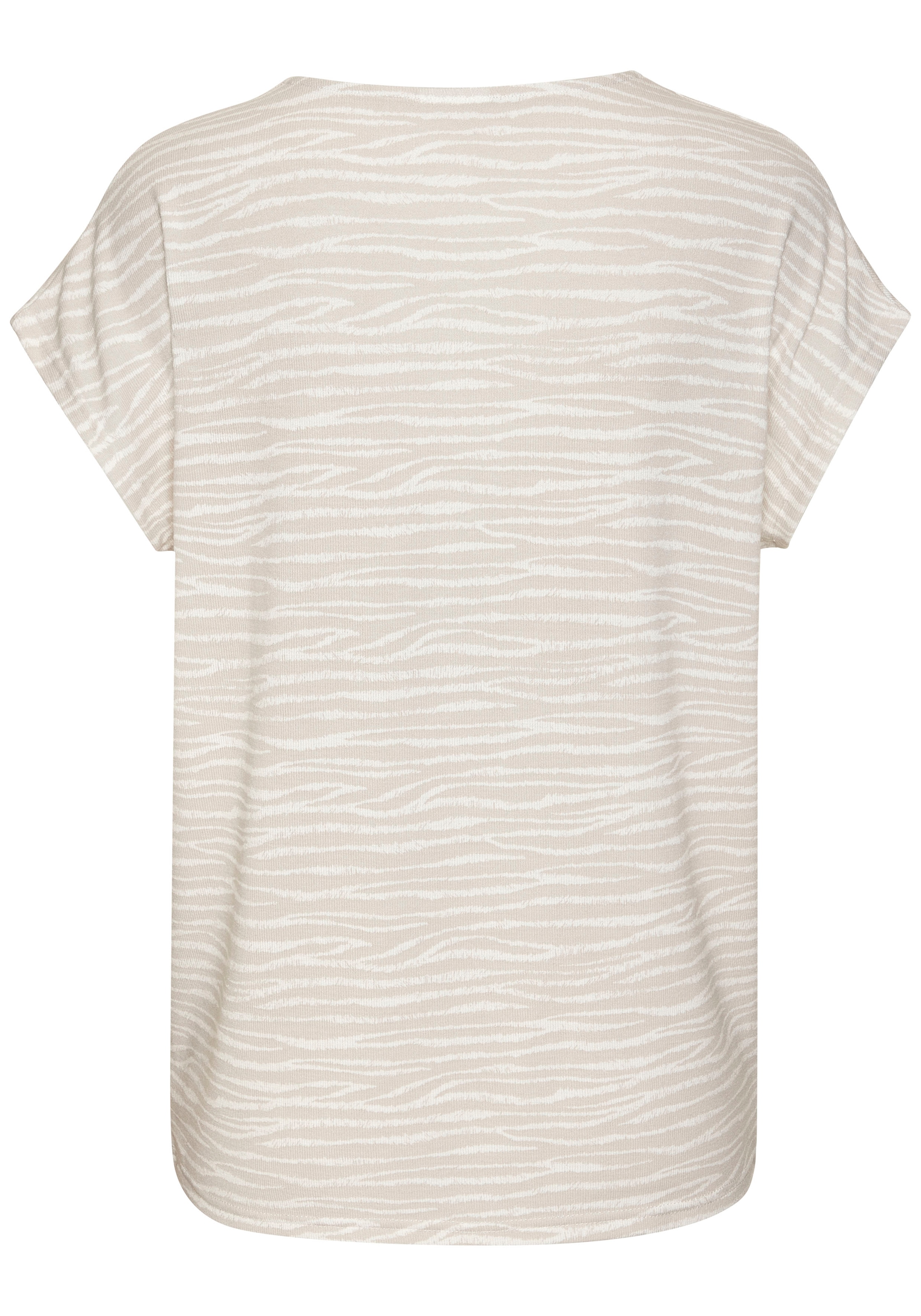 LASCANA Kurzarmshirt »mit modischem Zebra-Muster«, aus weichem Viskose-Strick