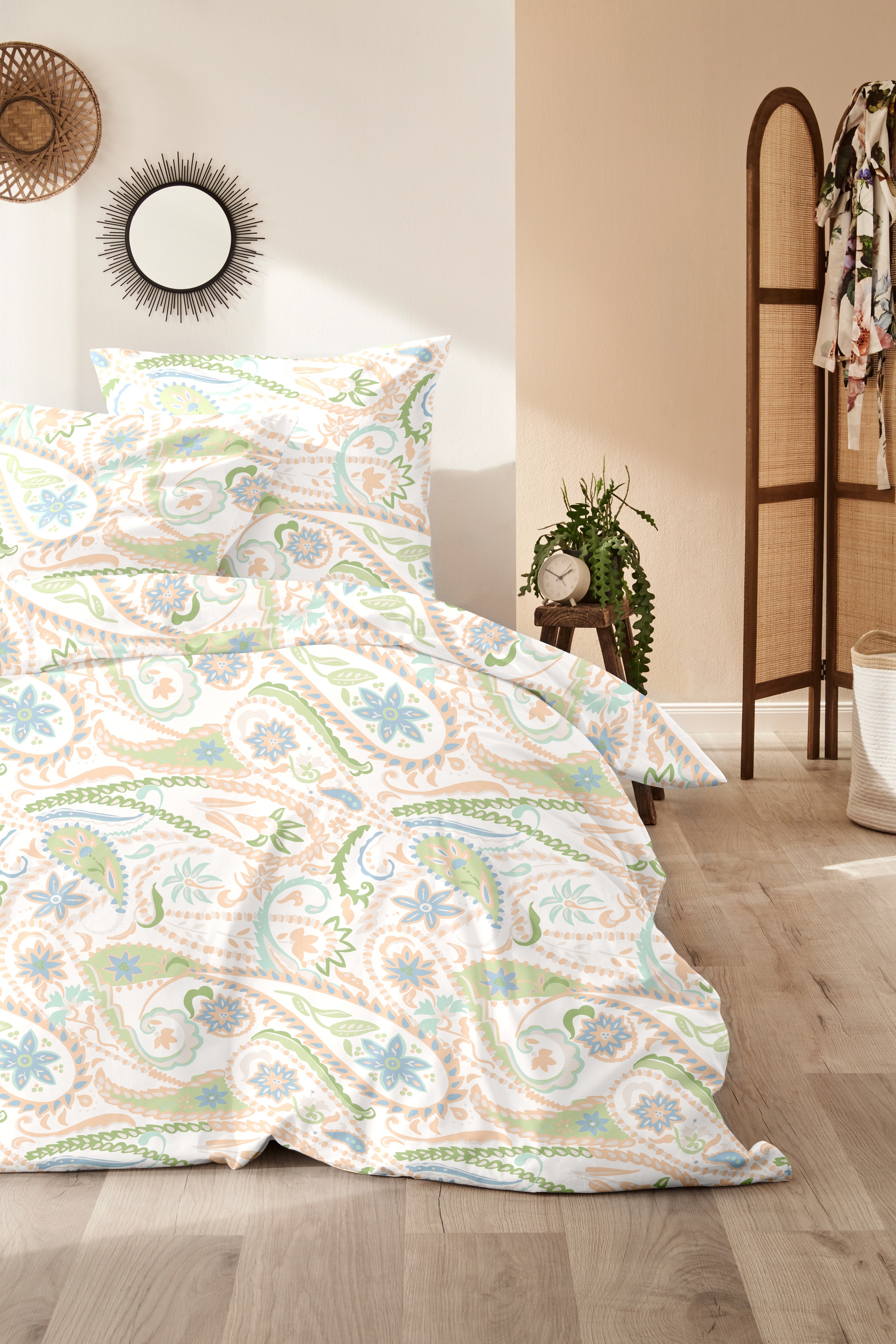 Primera Bettwäsche »Mako-Satin-Bettwäsche Pastel Paisley«, mit elegantem Bl günstig online kaufen