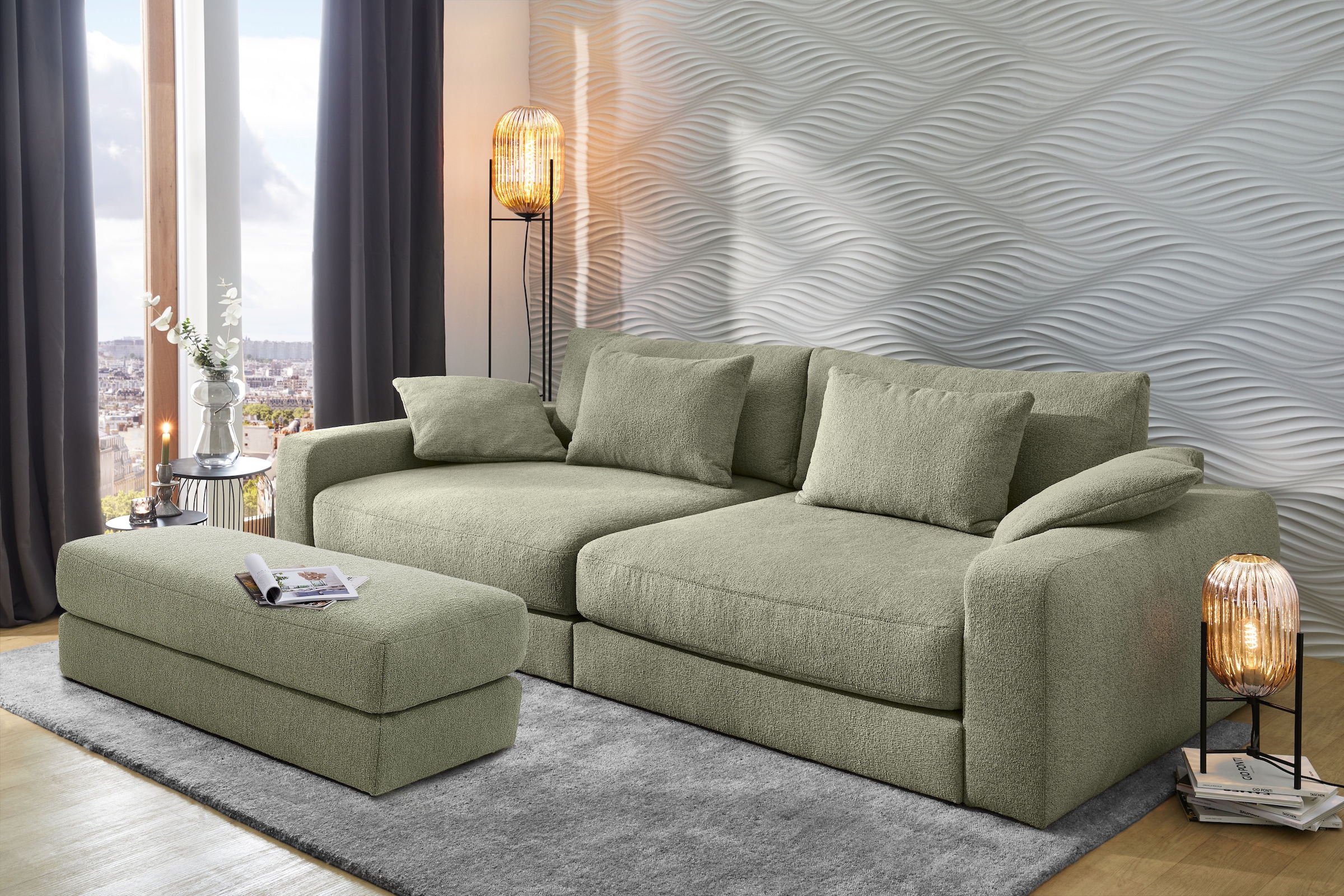 Jockenhöfer Gruppe Big-Sofa »Milano XXL, B: 290 cm« mit Zierkissen, Relaxfläche 120x240 cm, Federkern
