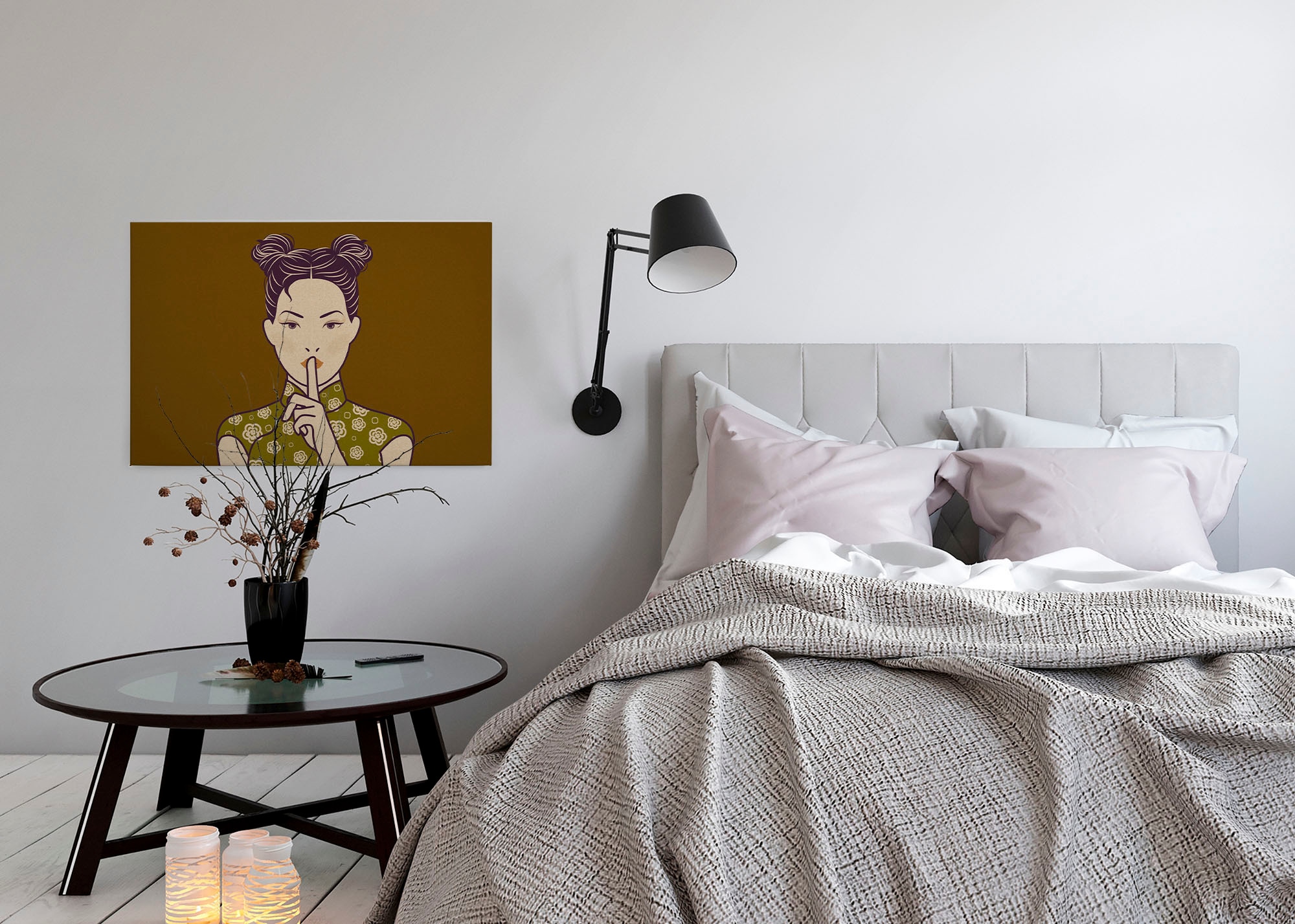 A.S. Création Leinwandbild »himari«, Kunst-Gemälde-Kinder, (1 St.), Keilrahmen Bild Asiatisch Frau Leinwand-Bild Wohnzimmer modern Kinder