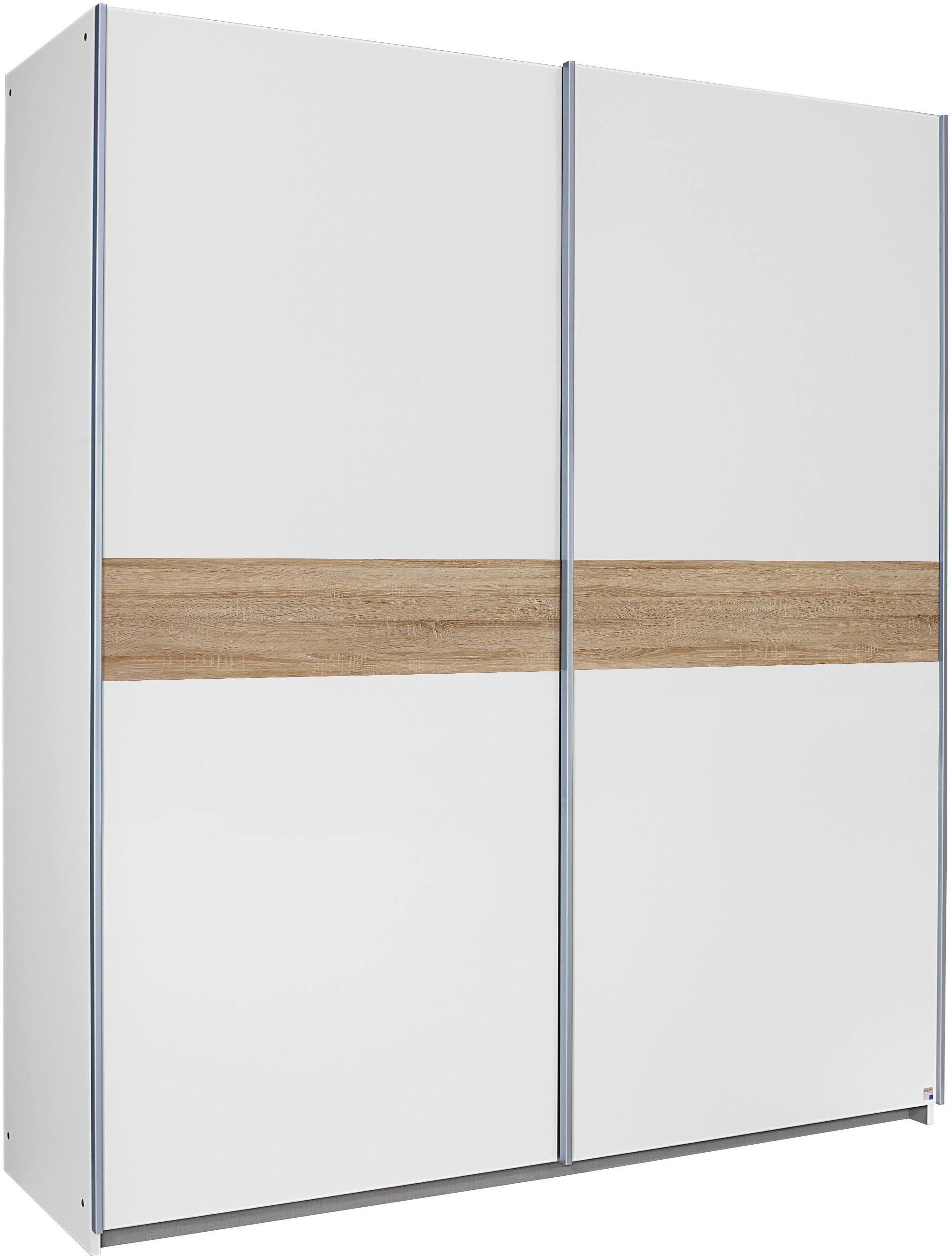 rauch Schwebetürenschrank »Kleiderschrank Schrank Garderobe Kinderzimmerschrank NOOSA«, mit Bauchbinde in Absetzfarbe sowie Metallgriffleisten MADE IN GERMANY