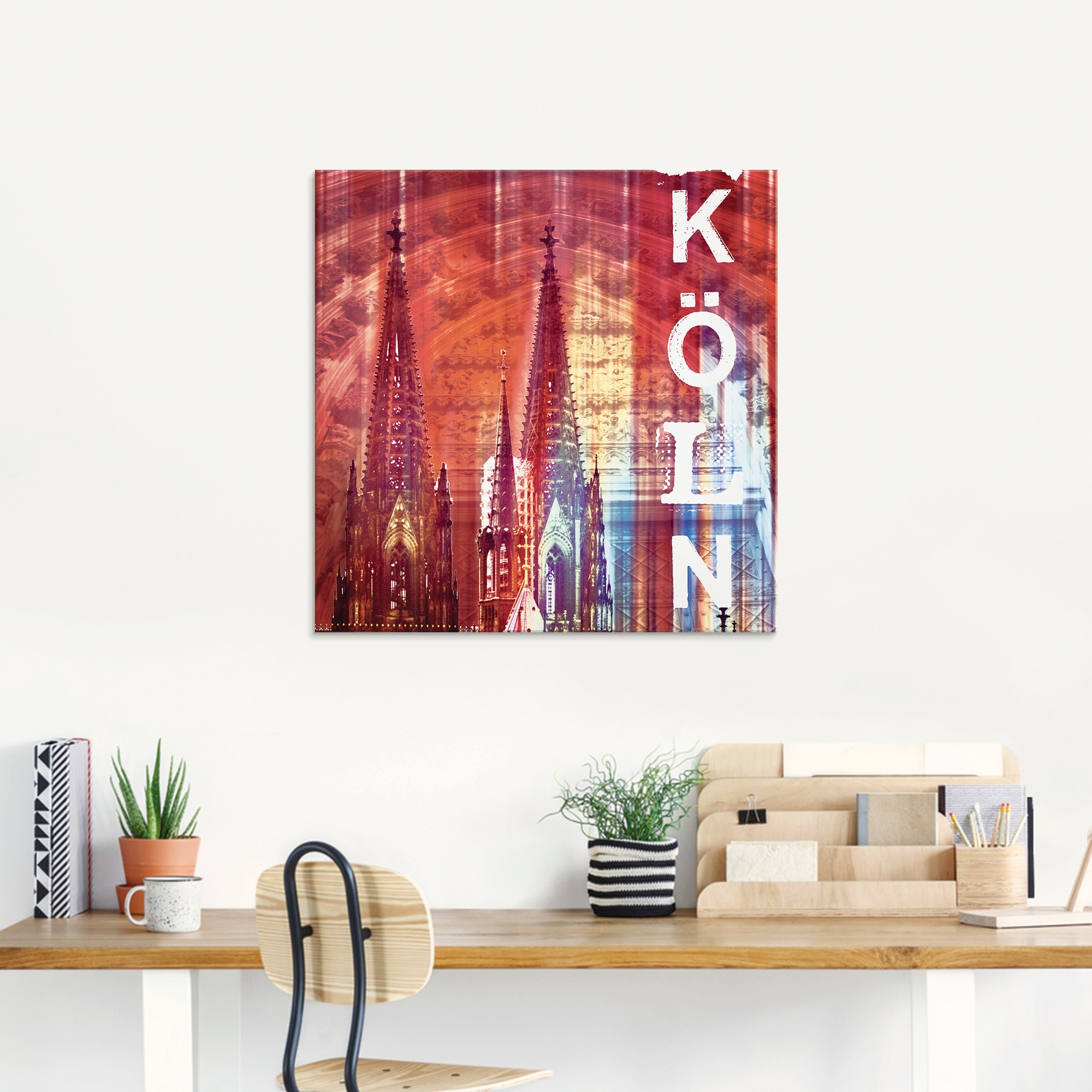 Artland Glasbild »Köln Skyline Collage II«, Gebäude, (1 St.), in verschiedenen Größen