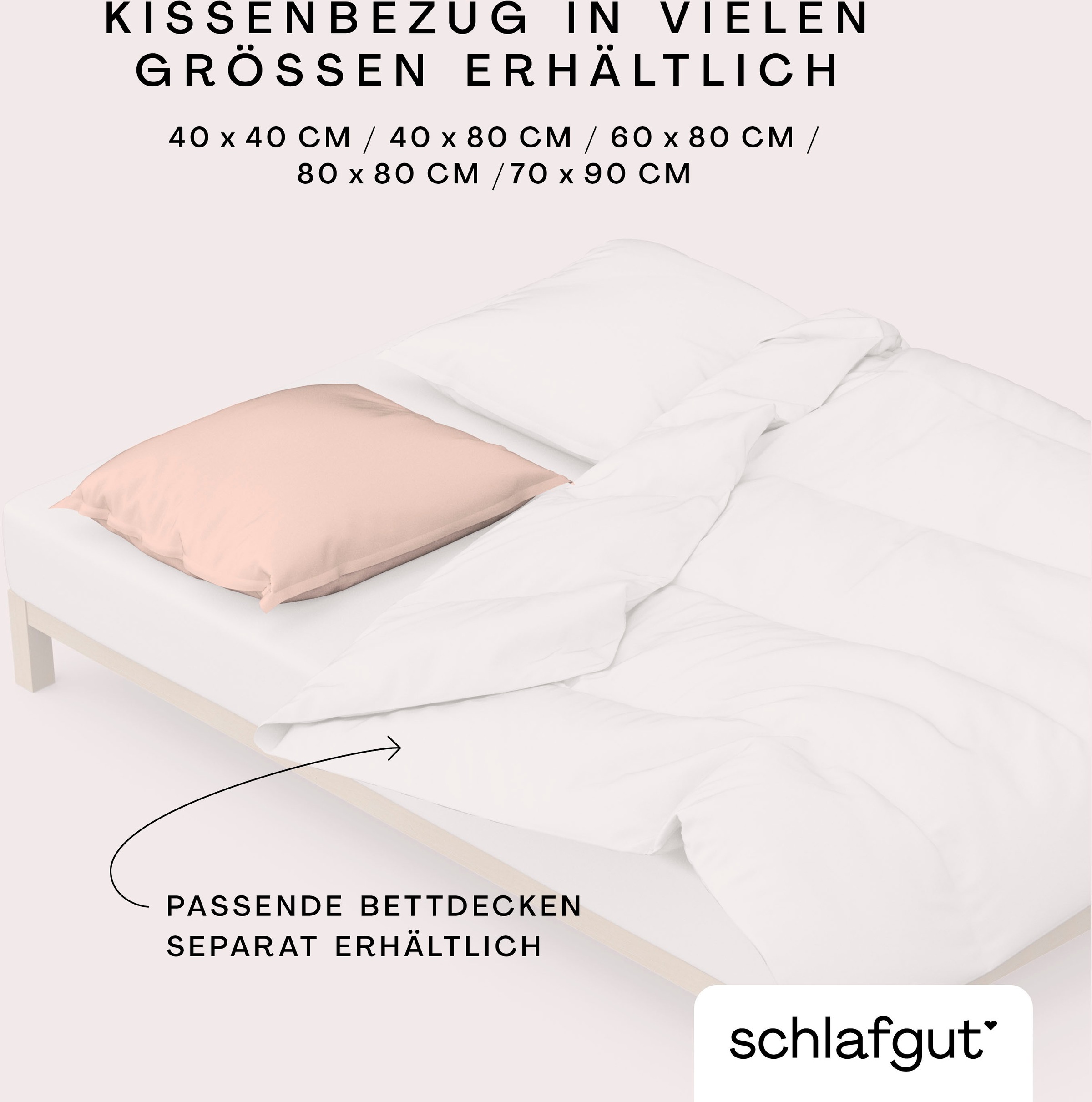 Schlafgut Kissenbezug »Woven Satin aus Mako-Baumwolle, langlebig, pflegeleicht, dicht gewebt«, (1 St.), Kissenhülle mit Reißverschluss, passender Bettbezug erhältlich