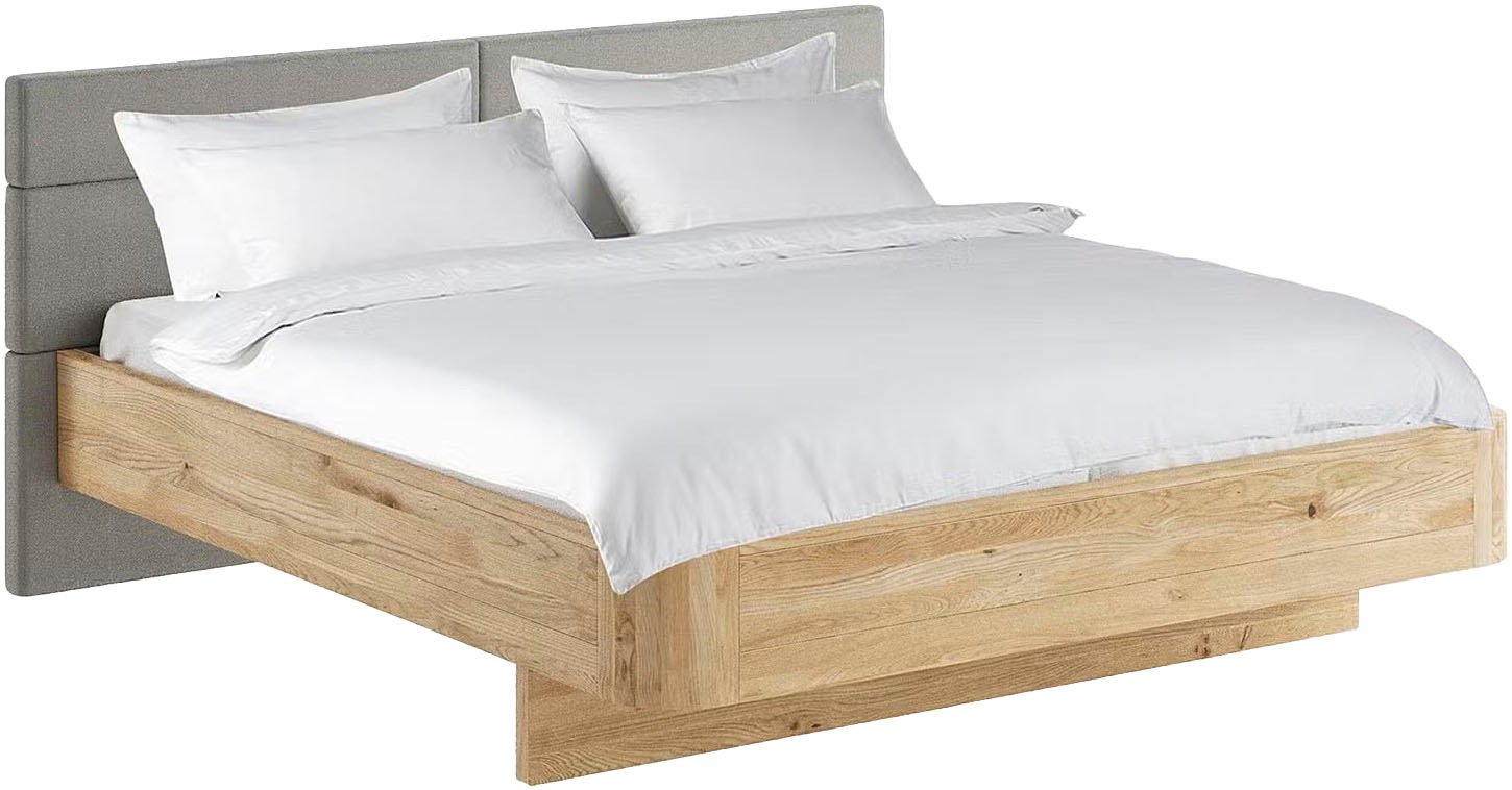 Home affaire Massivholzbett »Latillé in Schwebeoptik« gepolstertes Kopfteil günstig online kaufen