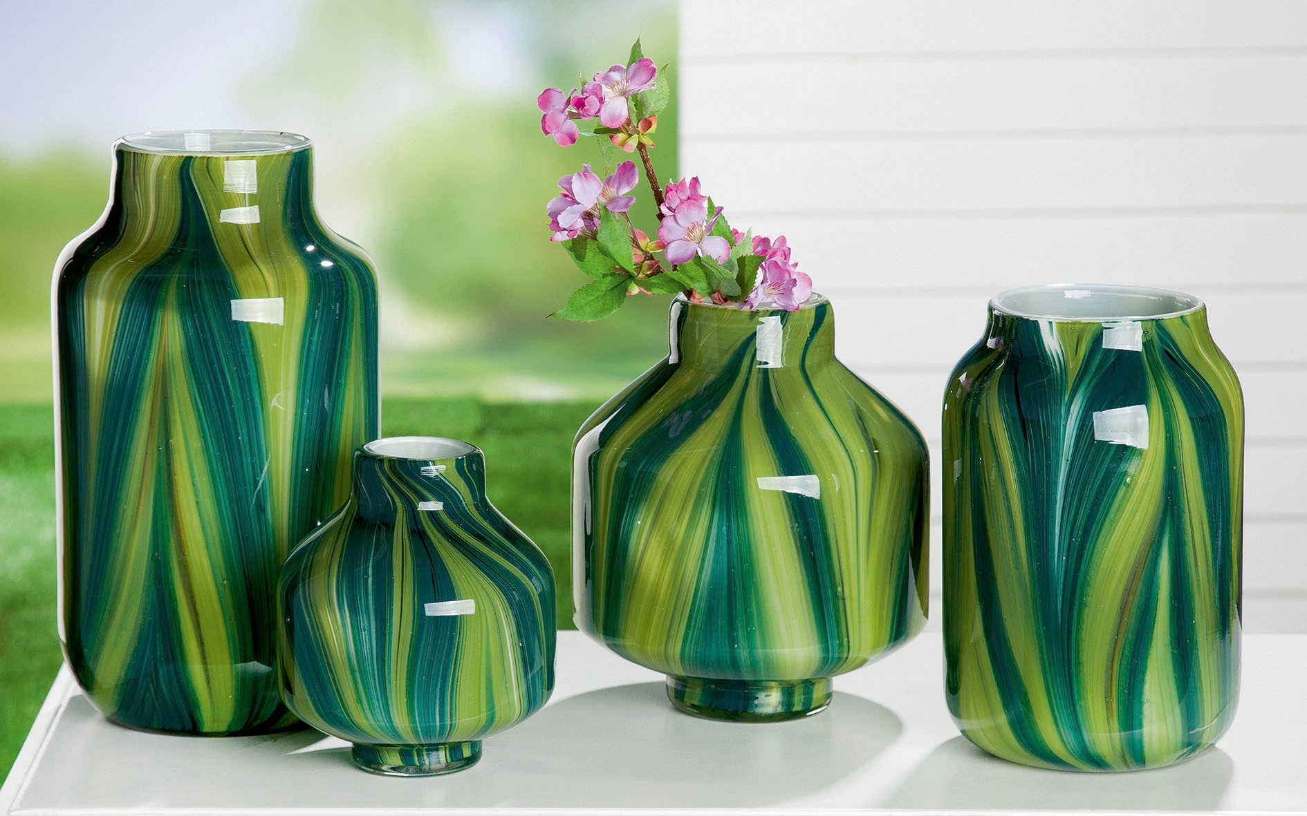 GILDE Tischvase »Verdo, Höhe ca. 22 cm«, (1 St.), dekorative Vase aus Glas, Blumenvase