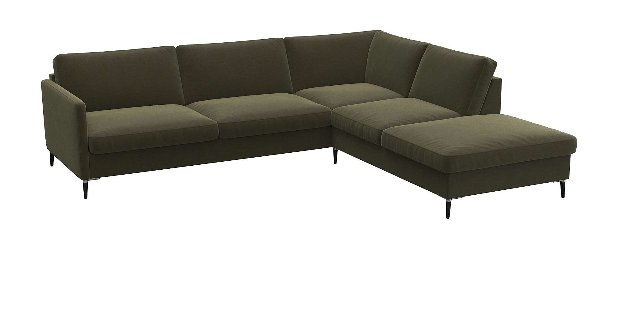 FLEXLUX Ecksofa »Fiore, super Sitzkomfort durch Kaltschaum im Sitz, L-Form«, schmale Armlehnen, Füße Alu+schwarz