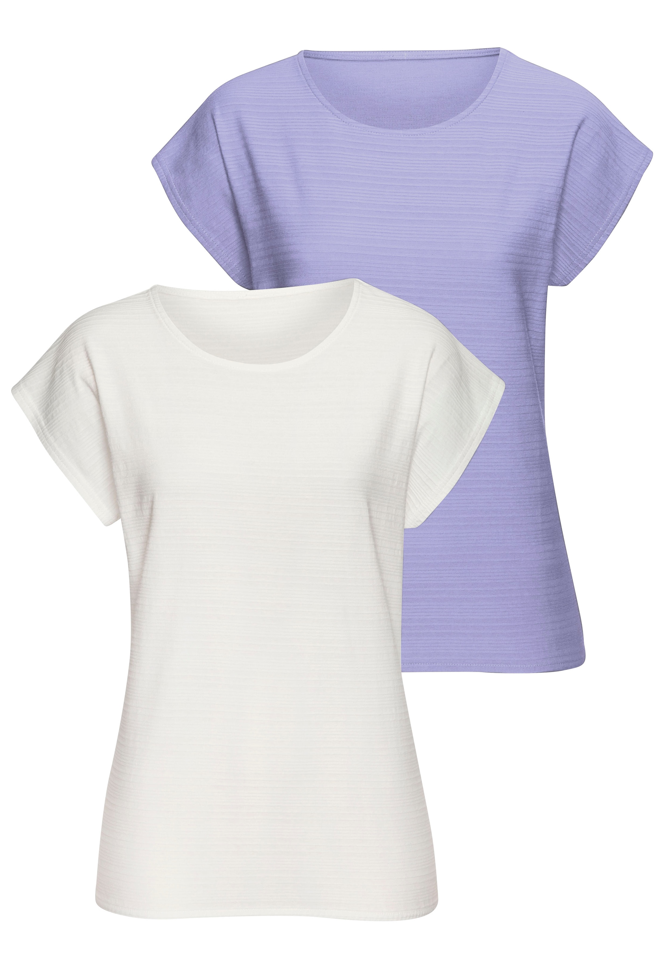 Vivance T-Shirt »mit modischer Streifenstruktur«, (Packung), aus weicher Baumwoll-Qualität