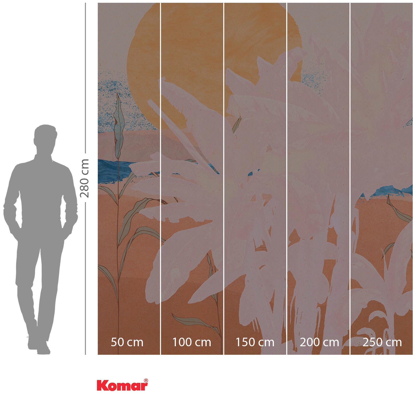 Komar Vliestapete »Digitaldruck Vlies -  Platanos Pink - Größe 250 x 280 cm« bedruckt glatt Wohnzimmer, Schlafzimmer