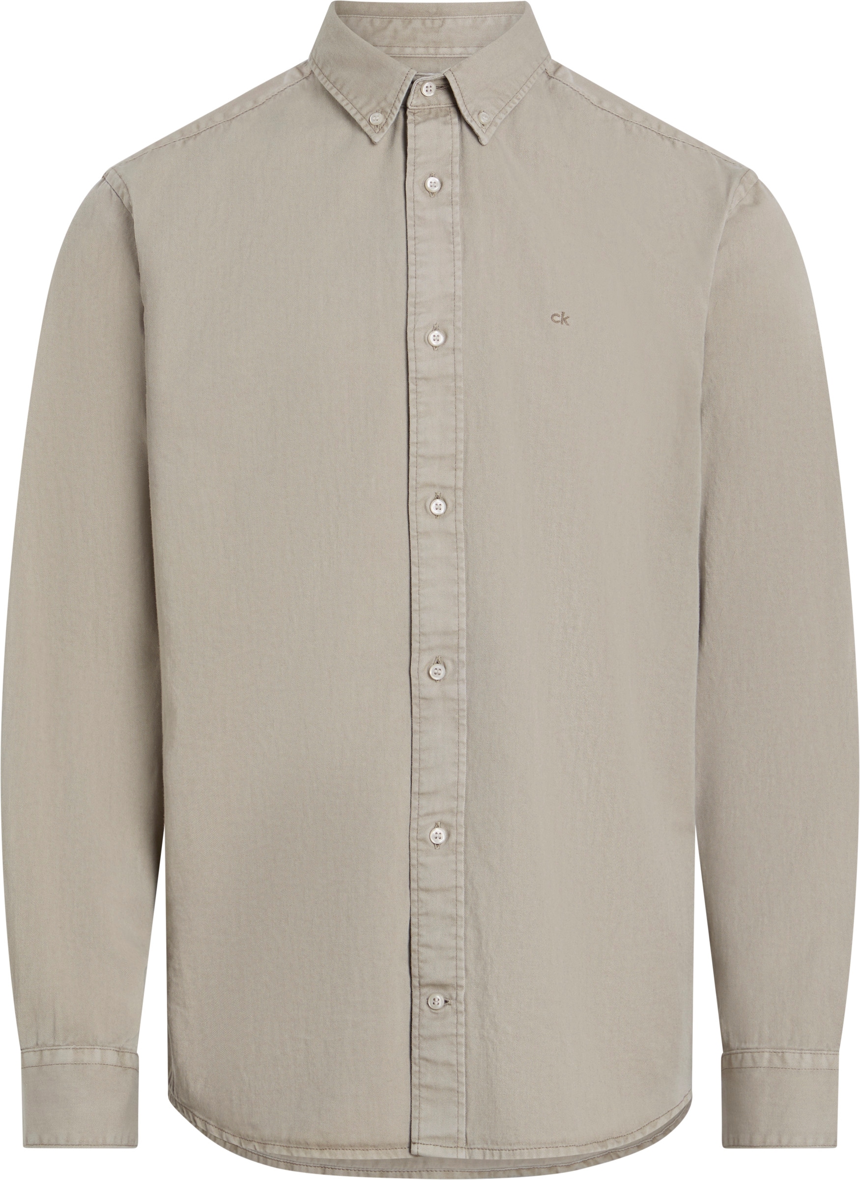 Calvin Klein Langarmhemd »GARMENT DYED LW TWILL L/S SHIRT«, mit Logostickerei