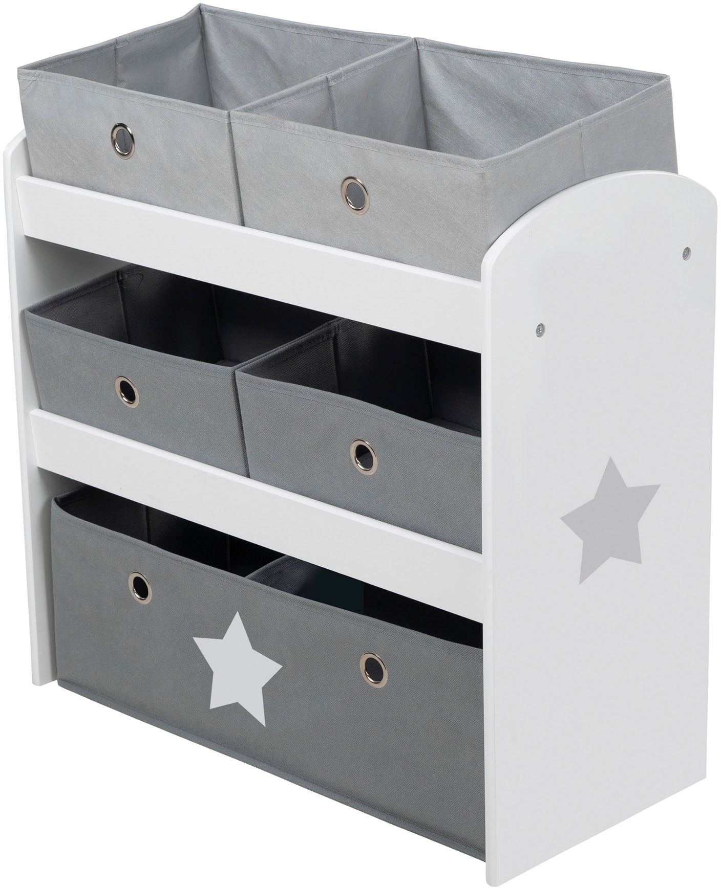roba® Kinderregal »Stars, grau«, inklusive 5 Stoffboxen in 2 Größen