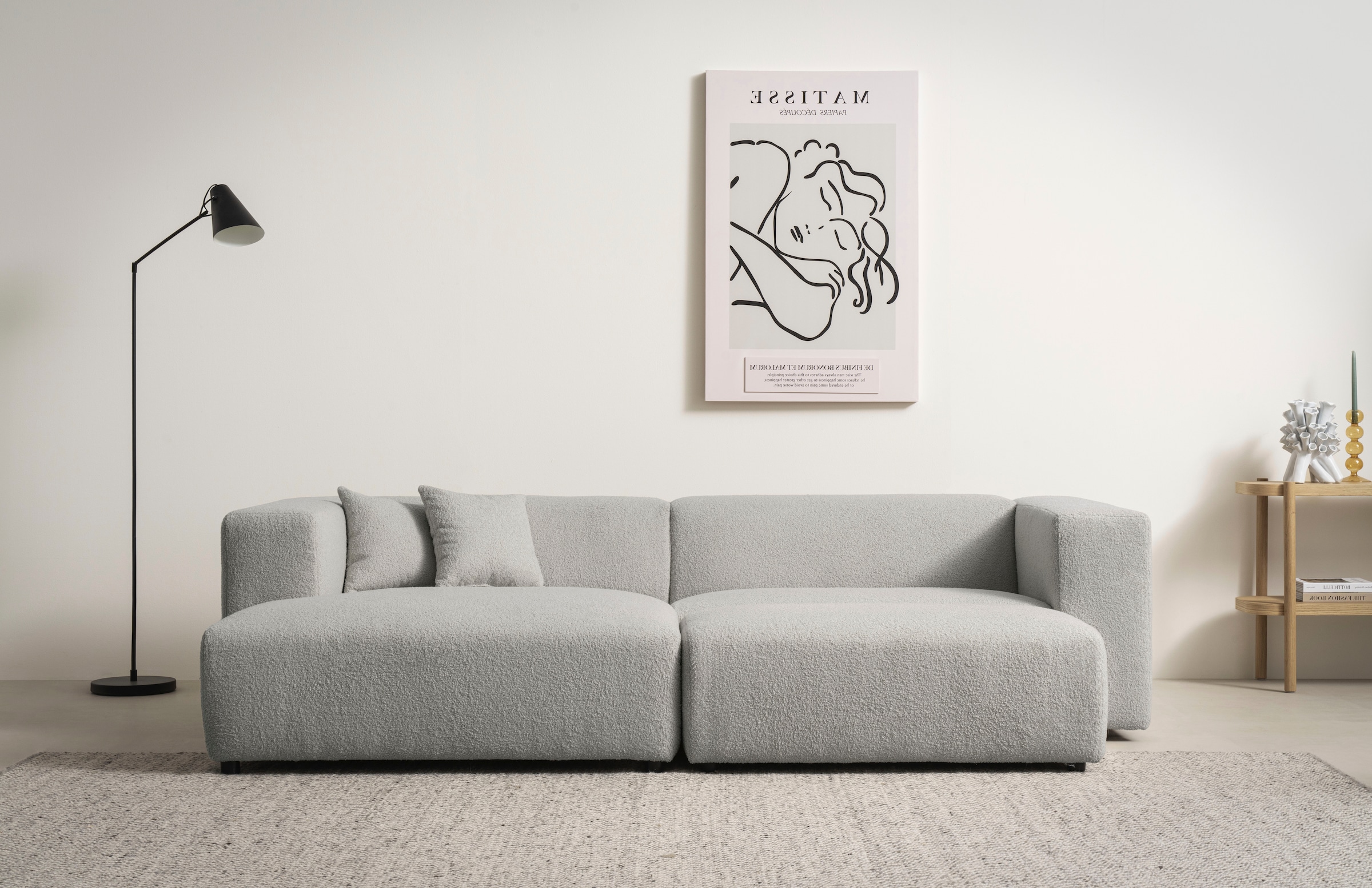 andas Polsterecke »BAKELS, Ecksofa-Set mit Hocker, L-Form mit Schlaffunktion«, Ecksofa-Set (incl. Hocker) im trendigen Megacord