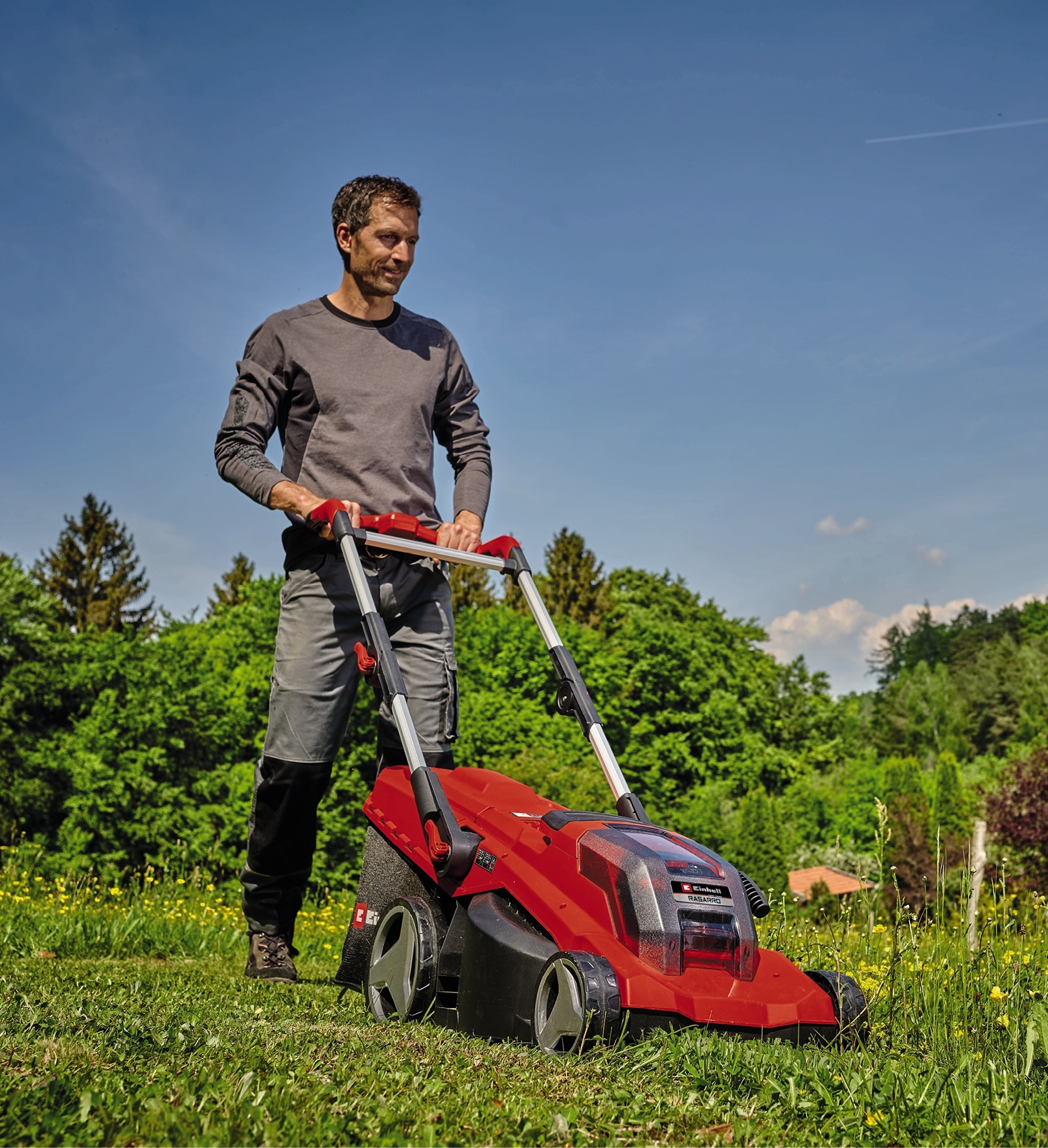 Einhell Akkurasenmäher »Einhell Power X-Change RASARRO 36/36«, mit 2x Akku 18V/3,0Ah Plus und 2x Ladegerät