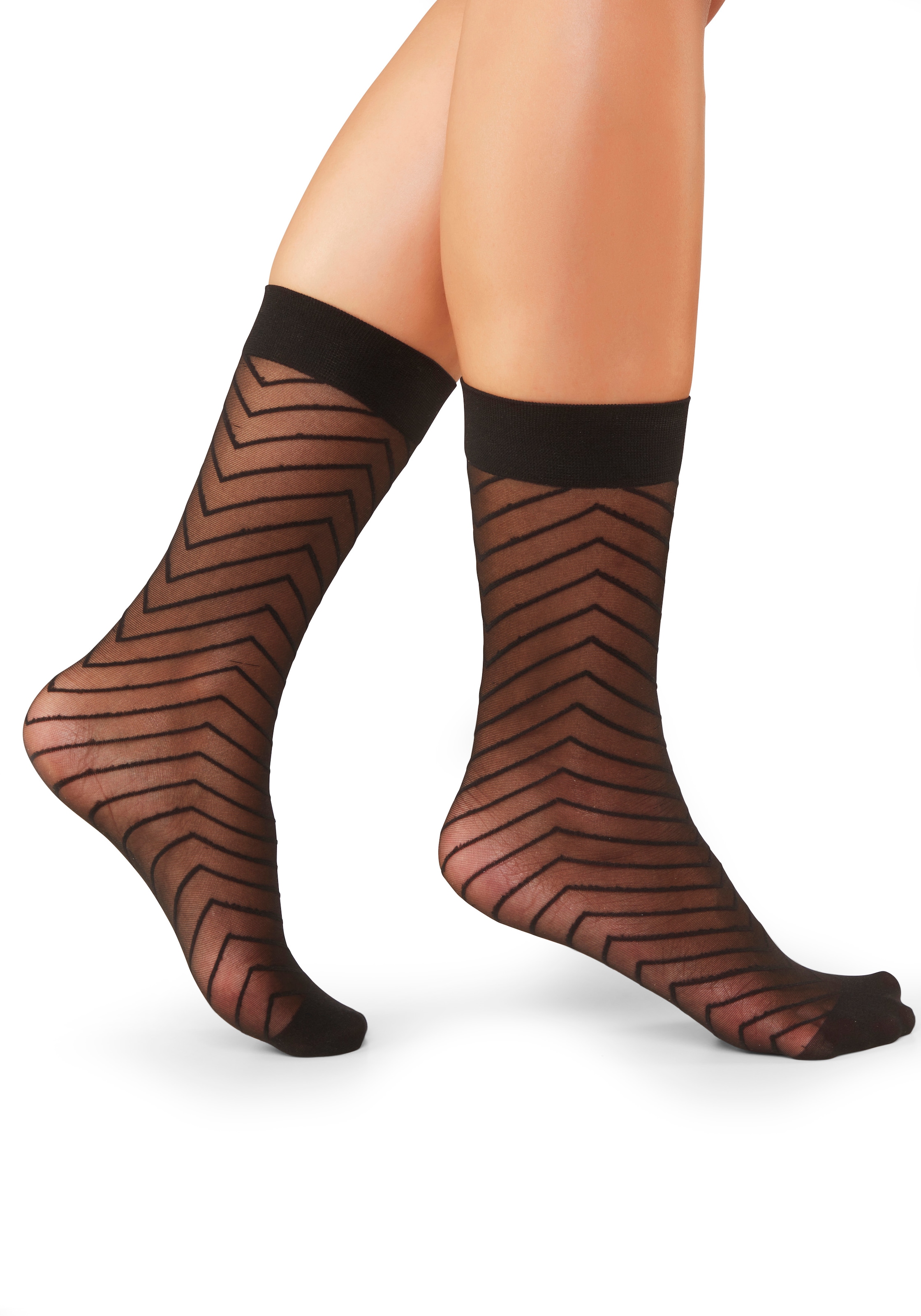 Vivance Feinsöckchen »Transparente Nylon Socken, Damen Feinstrümpfe, für Alltag und Büro« 20 DEN Packung, 2 Paar tlg. mit Streifen Design