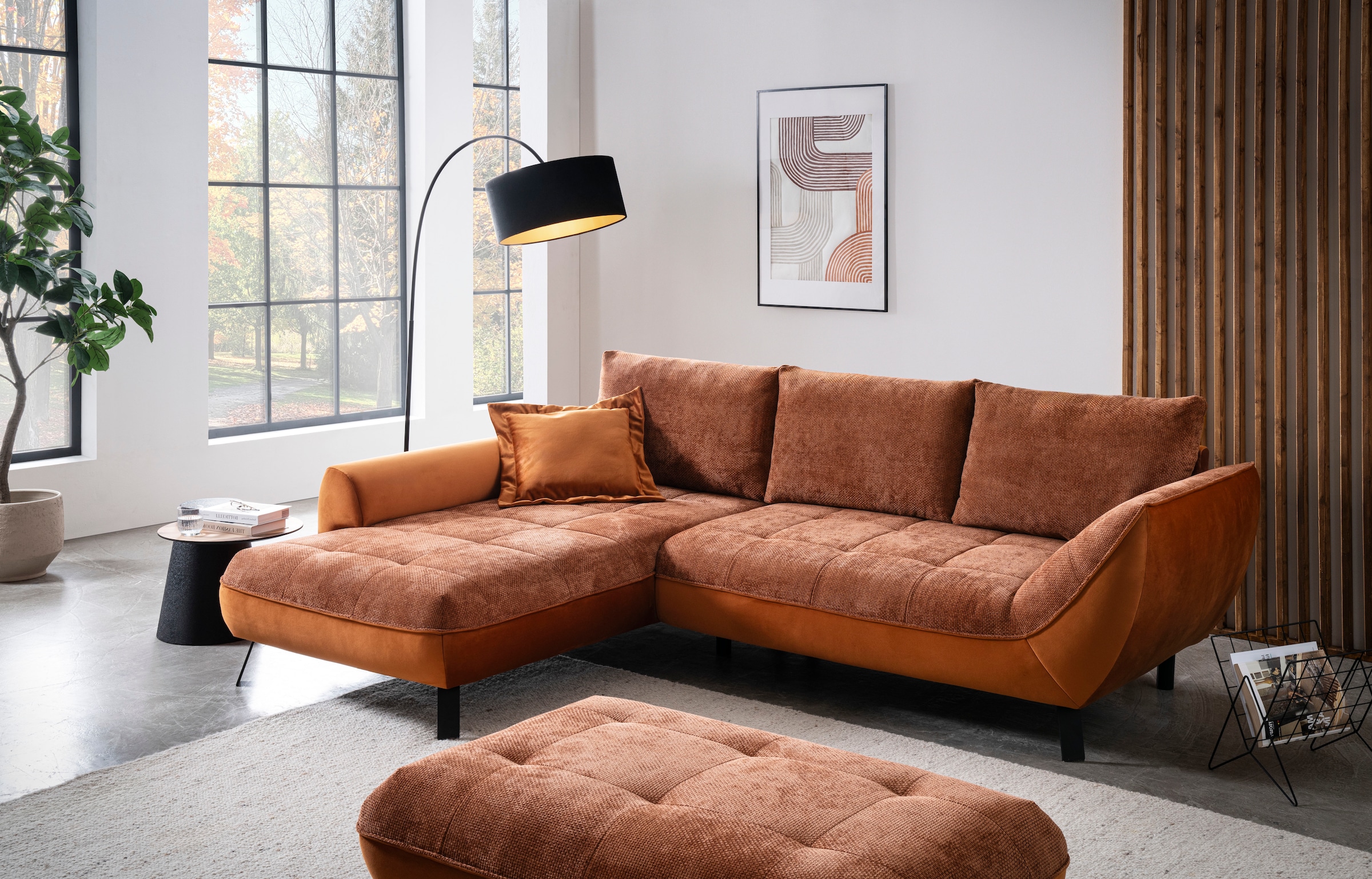 exxpo - sofa fashion Ecksofa »Bellinii, Materialmix, Strukturbezug und pfle günstig online kaufen