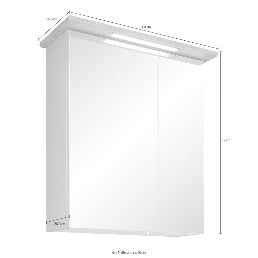 Saphir Spiegelschrank »Quickset 963 Badschrank, 2 Spiegeltüren, 2 Einlegeböden, 60 cm breit«