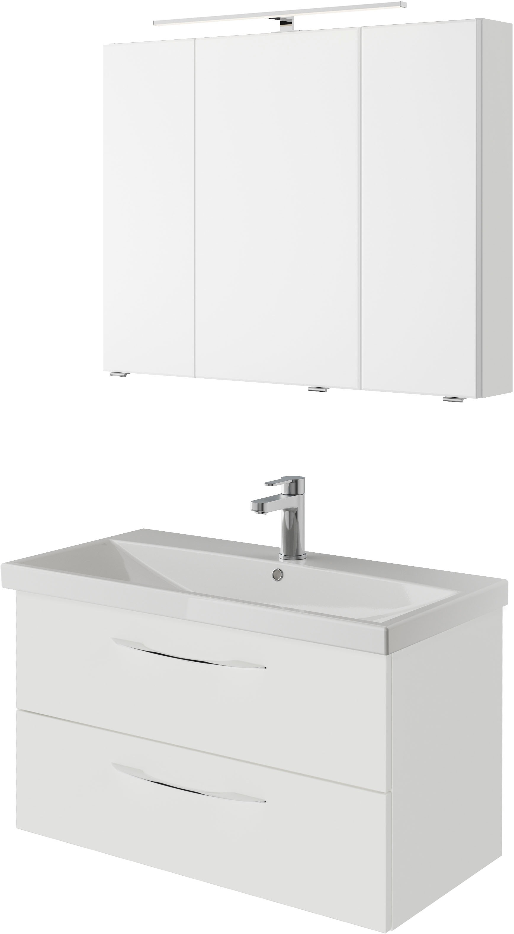 Saphir Badmöbel-Set »Serie 4035 2-teilig, Keramikwaschtisch mit LED-Spiegelschrank« Set, 