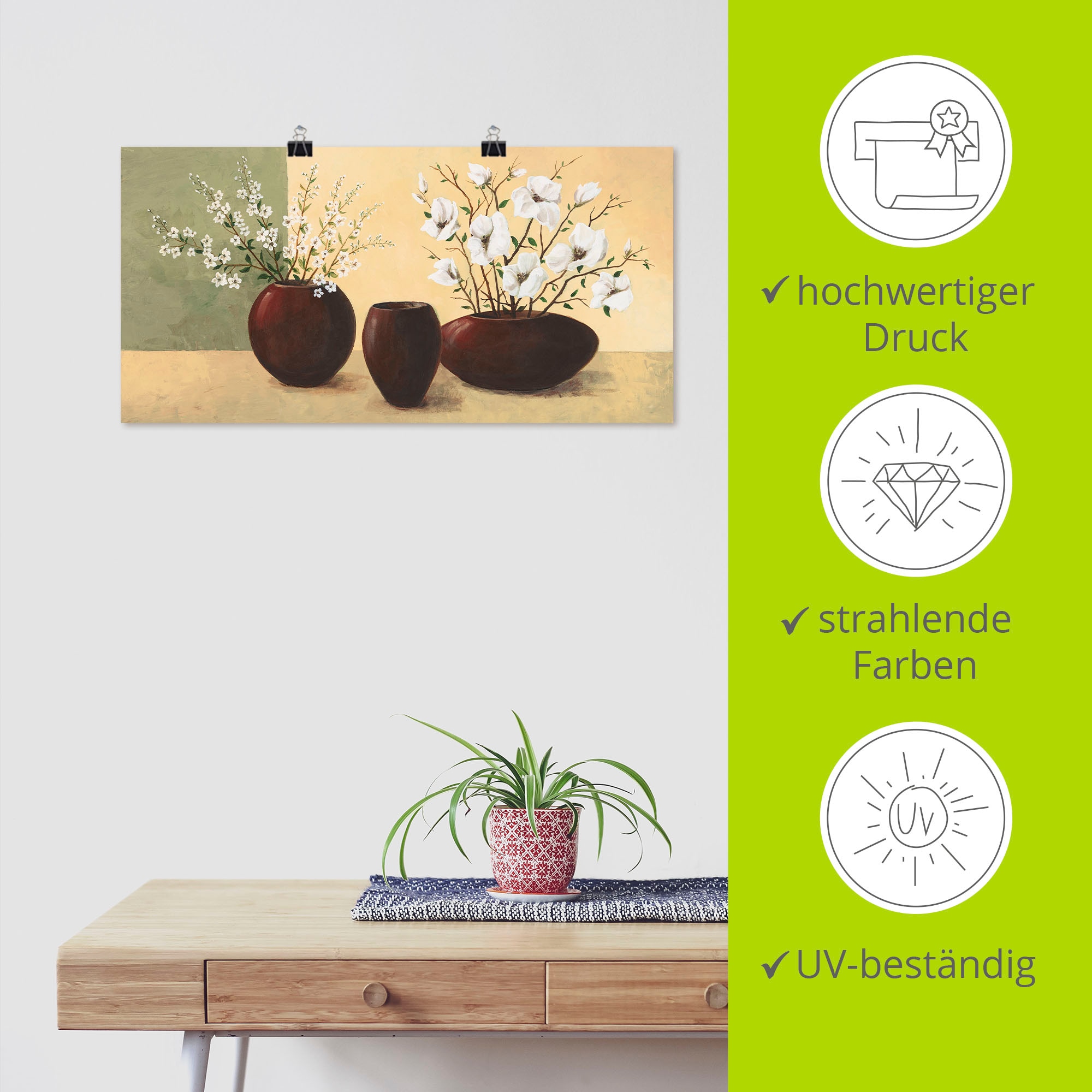 Artland Wandbild »Magnolien«, Vasen & Töpfe, (1 St.), als Alubild, Outdoorbild, Leinwandbild, Poster, Wandaufkleber