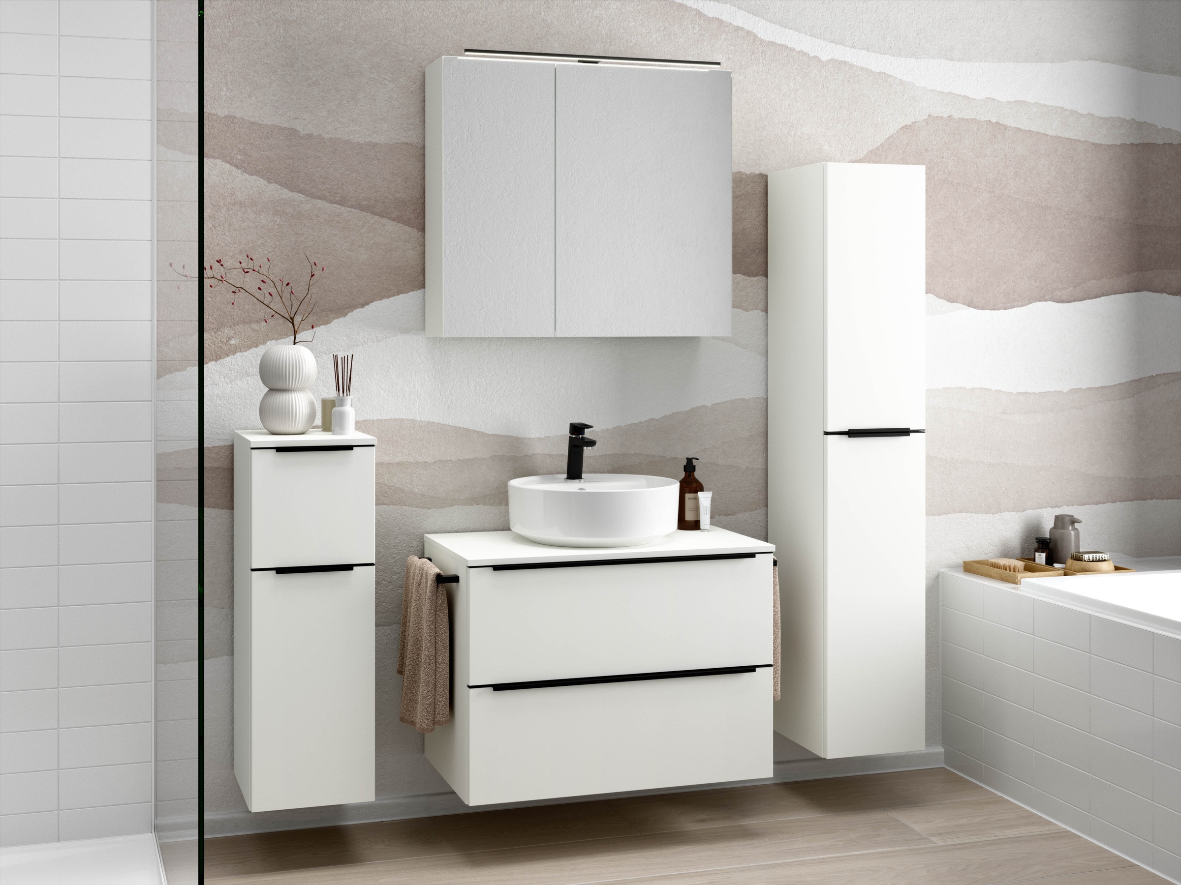 nobilia® Badmöbel-Set »Alvene« vormontiert, mit Soft-Close, 2 Stk. tlg. günstig online kaufen