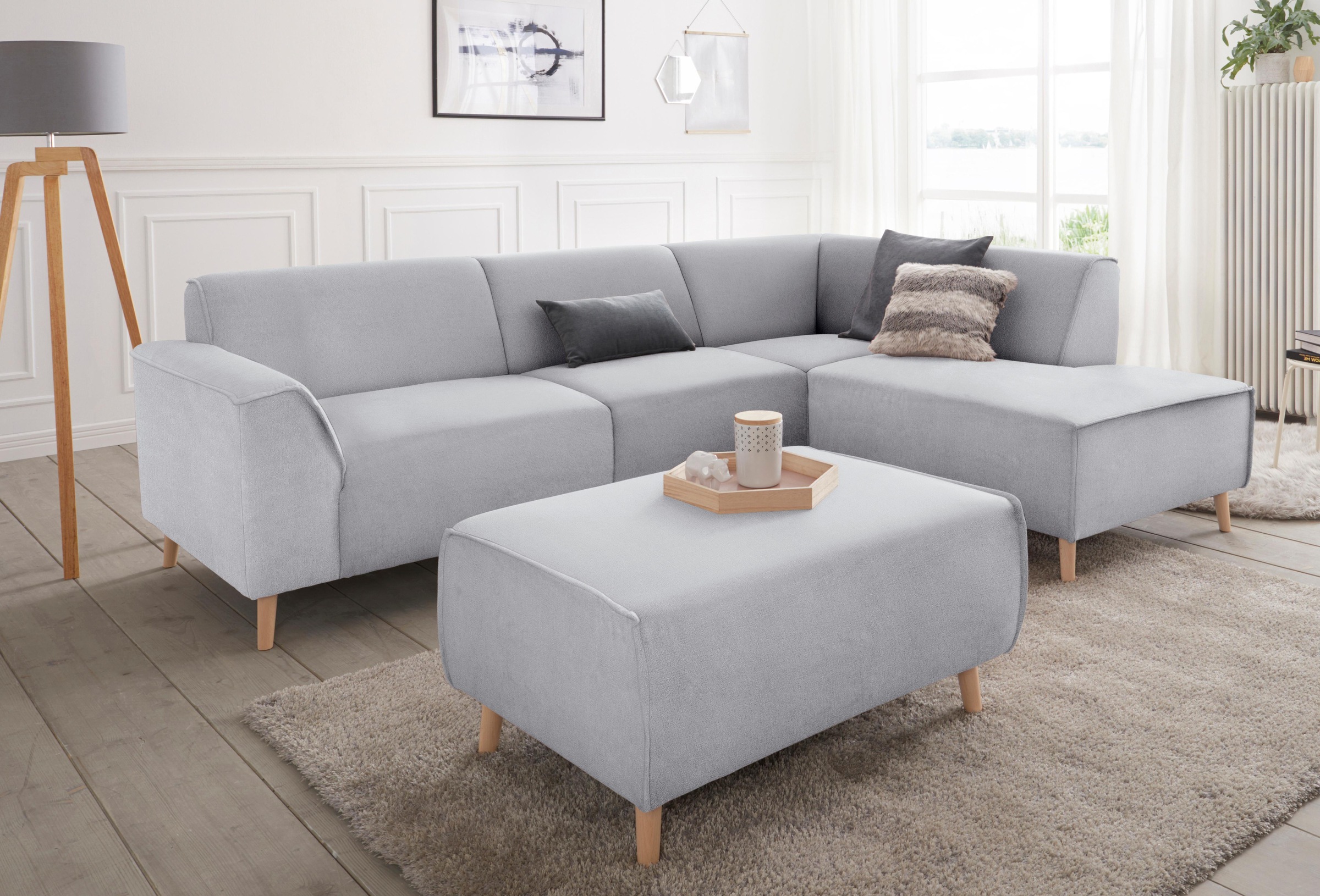 andas Ecksofa »Janek Scandic Design, elegant und zeitlos, L-Form« mit Feder günstig online kaufen