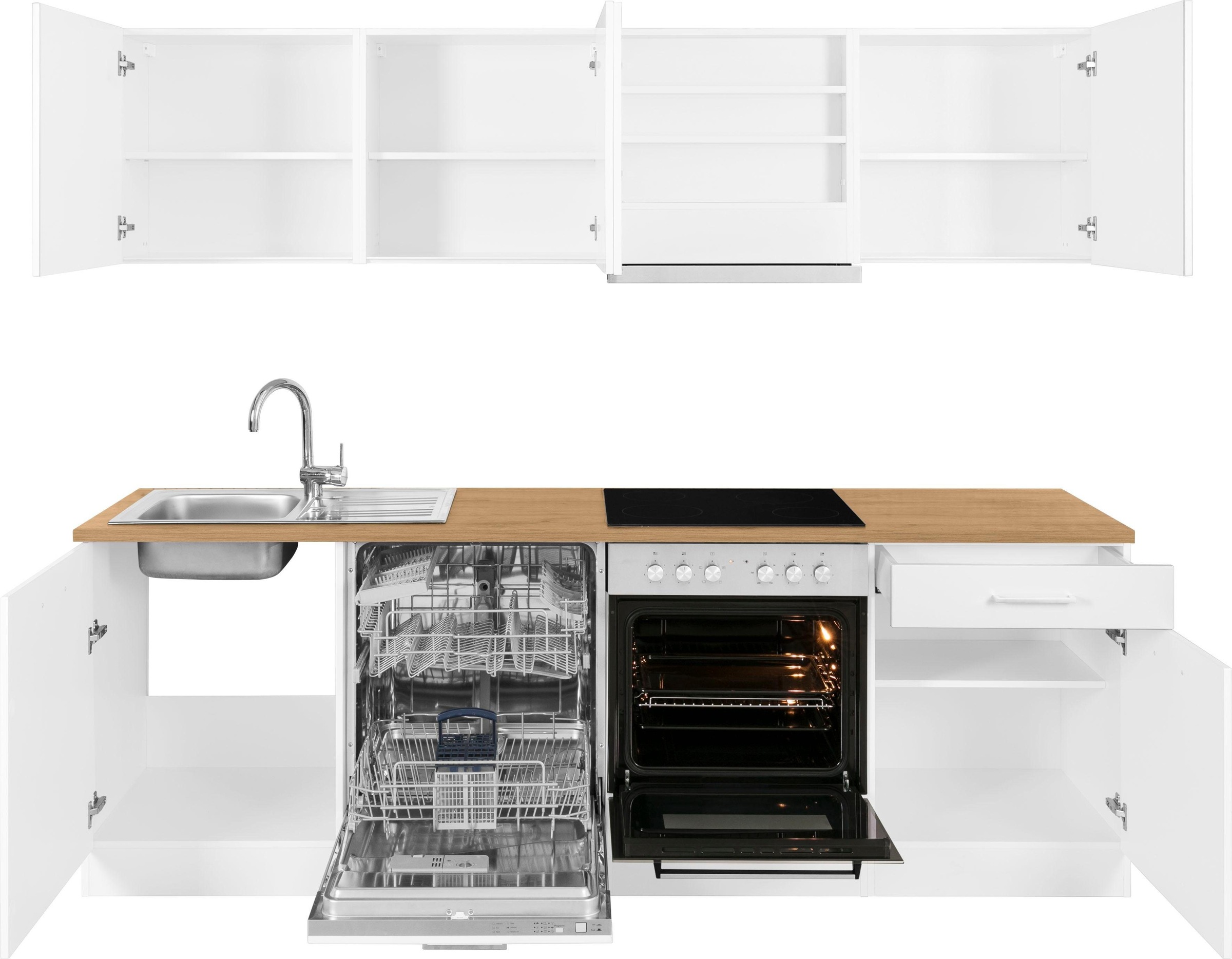 KOCHSTATION Küchenzeile »KS-Kehl«, mit E-Geräten, Breite 240 cm, inkl. Geschirrspülmaschine