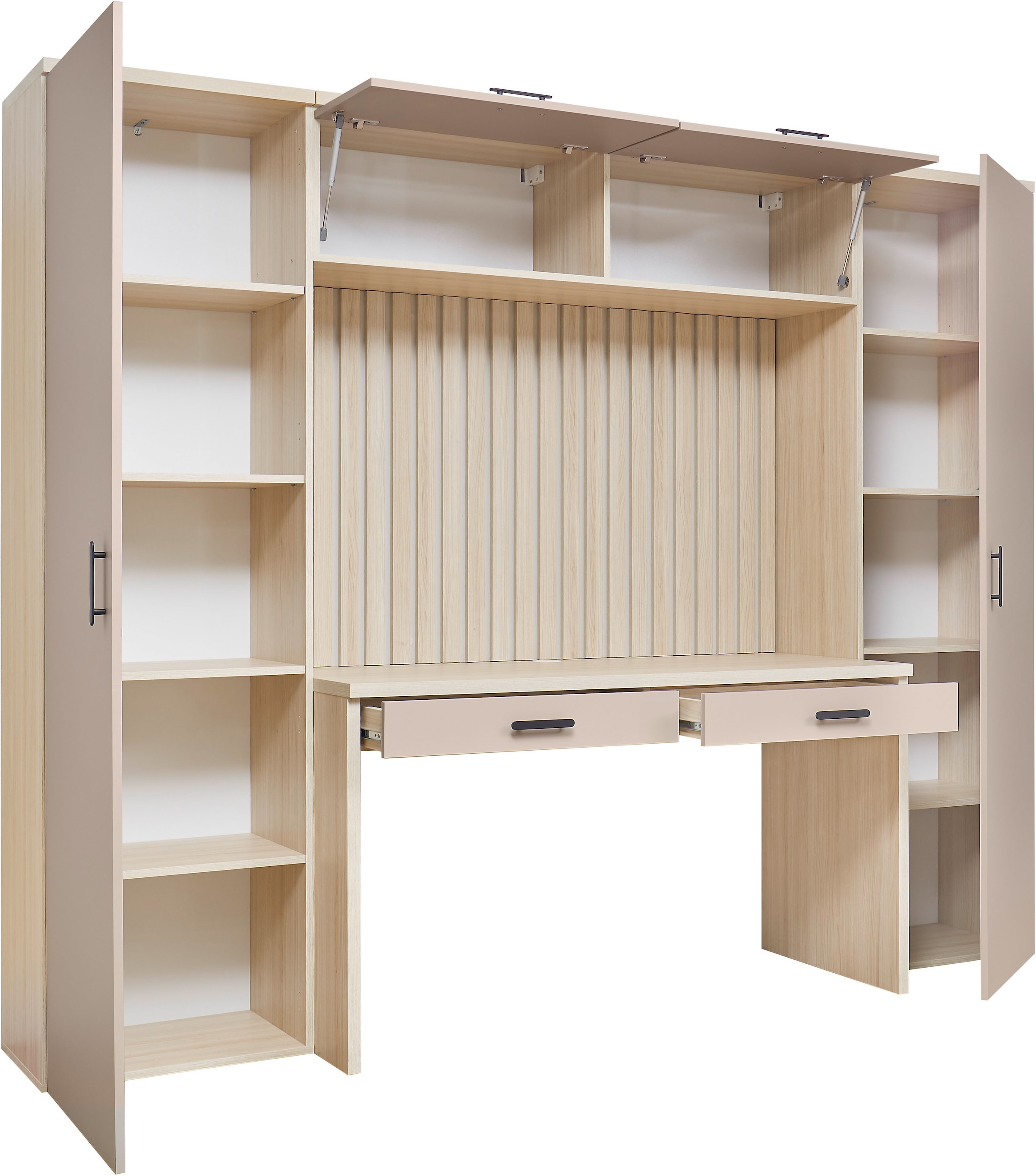 BEGA OFFICE Büromöbel-Set »Aragon Bürokombination B/H/T 250x200x60 cm« 4-tlg. Bürokombination, Melaminbeschichtung, Metallgriffe