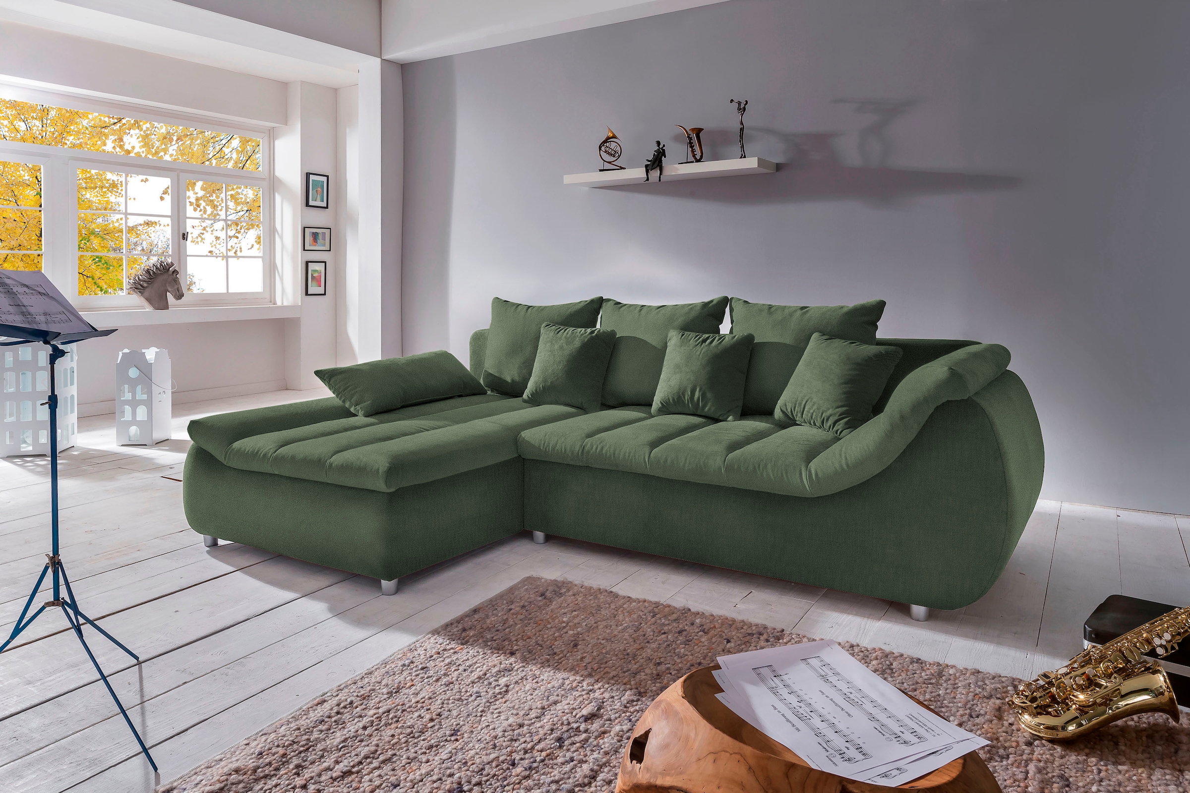 INOSIGN Ecksofa »Imola elegant und bequem, aktuelle Steppung im Sitz, L-For günstig online kaufen