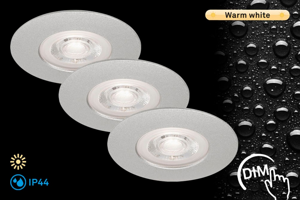 Briloner LED Einbauleuchten Kulana 3er-Set Dimmbar Warmweiß 90mm Chrom-Matt günstig online kaufen