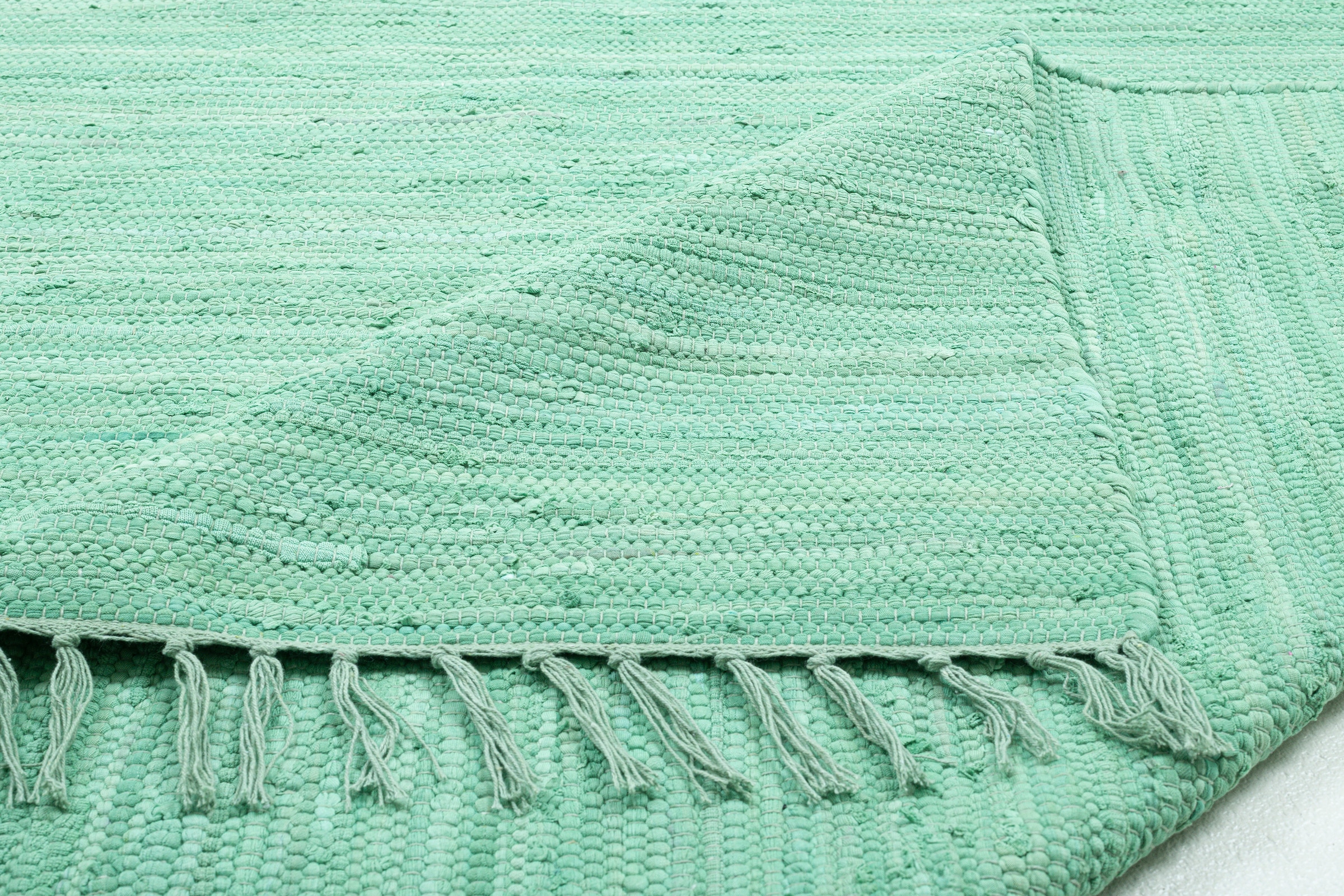 THEKO Teppich »Happy reine Flachgewebe, bequem mit schnell Cotton«, Teppich, rechteckig, handgewebt, Baumwolle, bestellen Fransen Handweb und