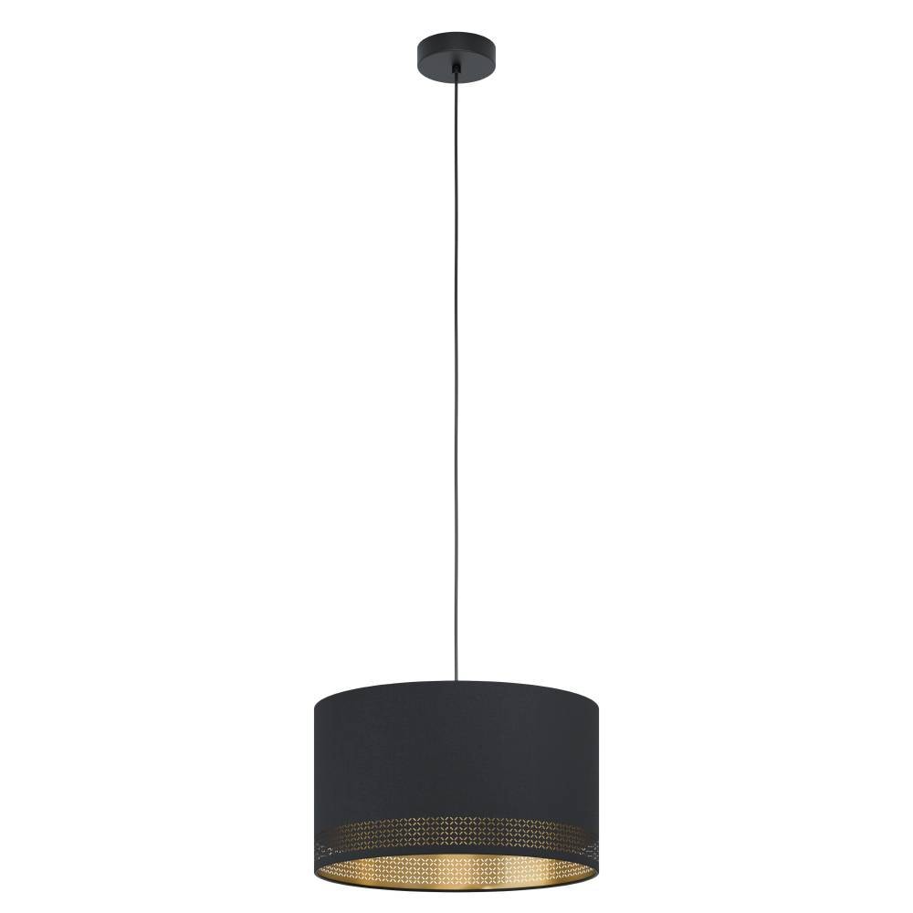 EGLO Hängeleuchte »ESTEPERRA«, 1 flammig, Leuchtmittel E27 | ohne Leuchtmittel, Hängelampe Vintage aus Stahl und Textil in Schwarz, Gold, E27, Ø 38 cm