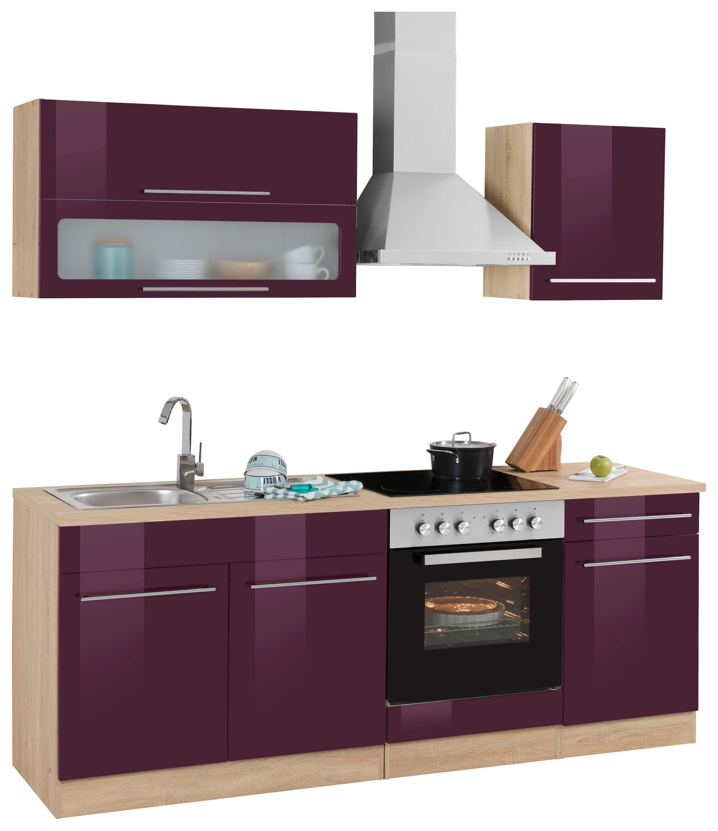 KOCHSTATION Küchenzeile »KS-Eton«, mit E-Geräten, Breite 210 cm