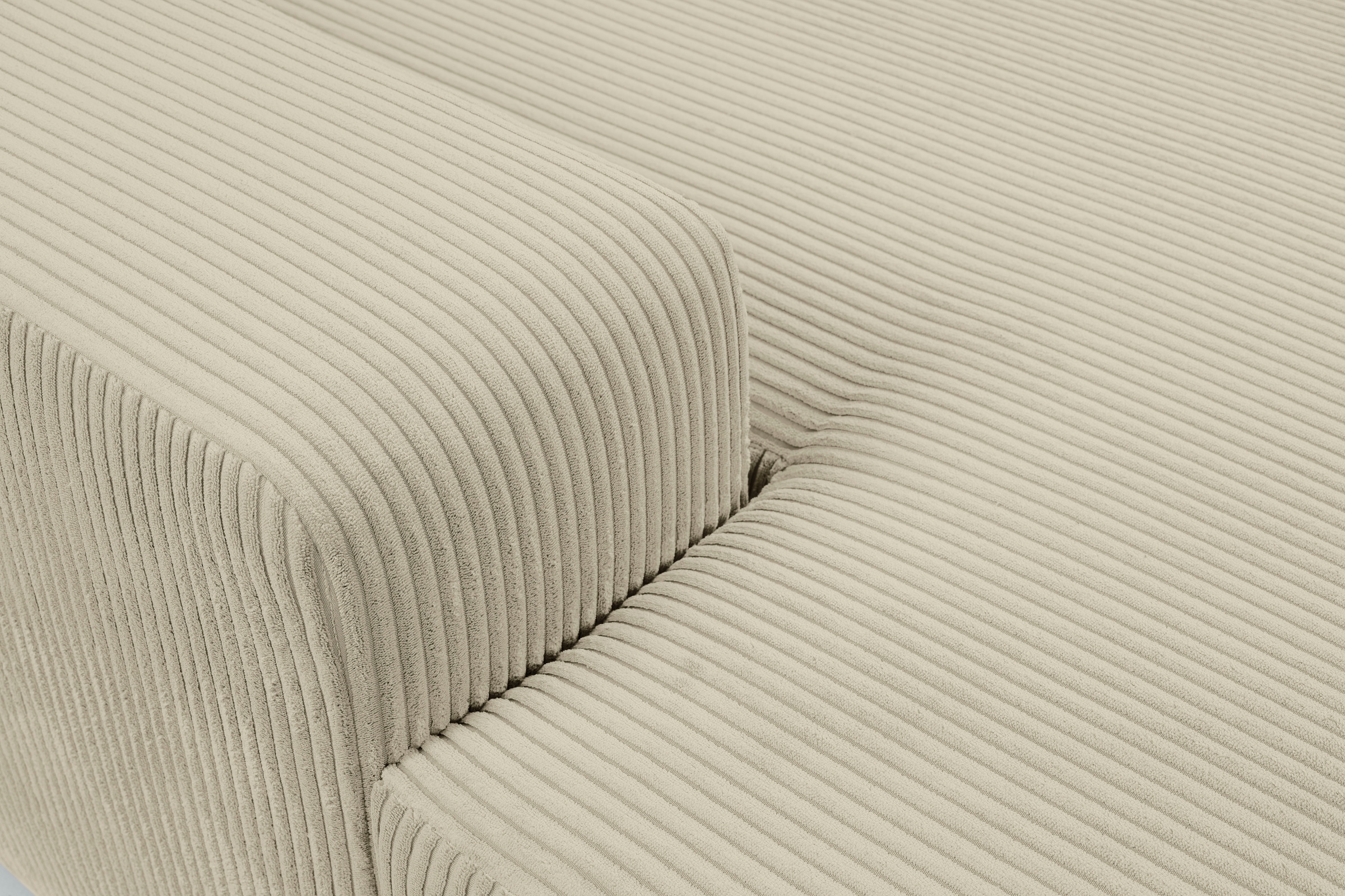 WERK2 Wohnlandschaft »Rotterdam-U, U-Form, in kuschelweichem Cord oder Breitcord« Design Sofa mit Schlaffunktion & Bettkasten, Cord, Natur