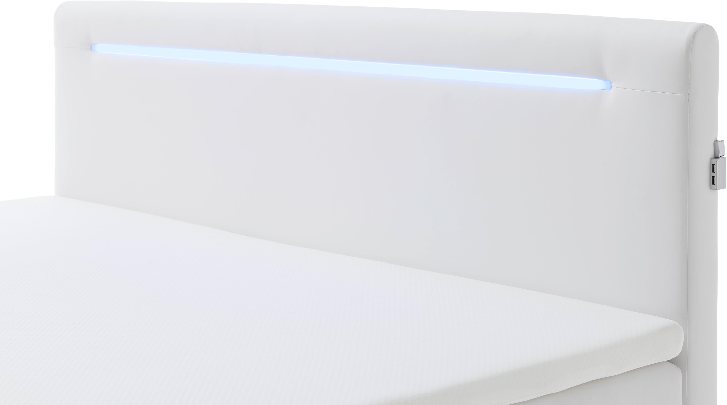 meise.möbel Boxspringbett »Las Vegas«, Füße und Kopfteil mit LED-Beleuchtung, mit Bettkasten und Topper