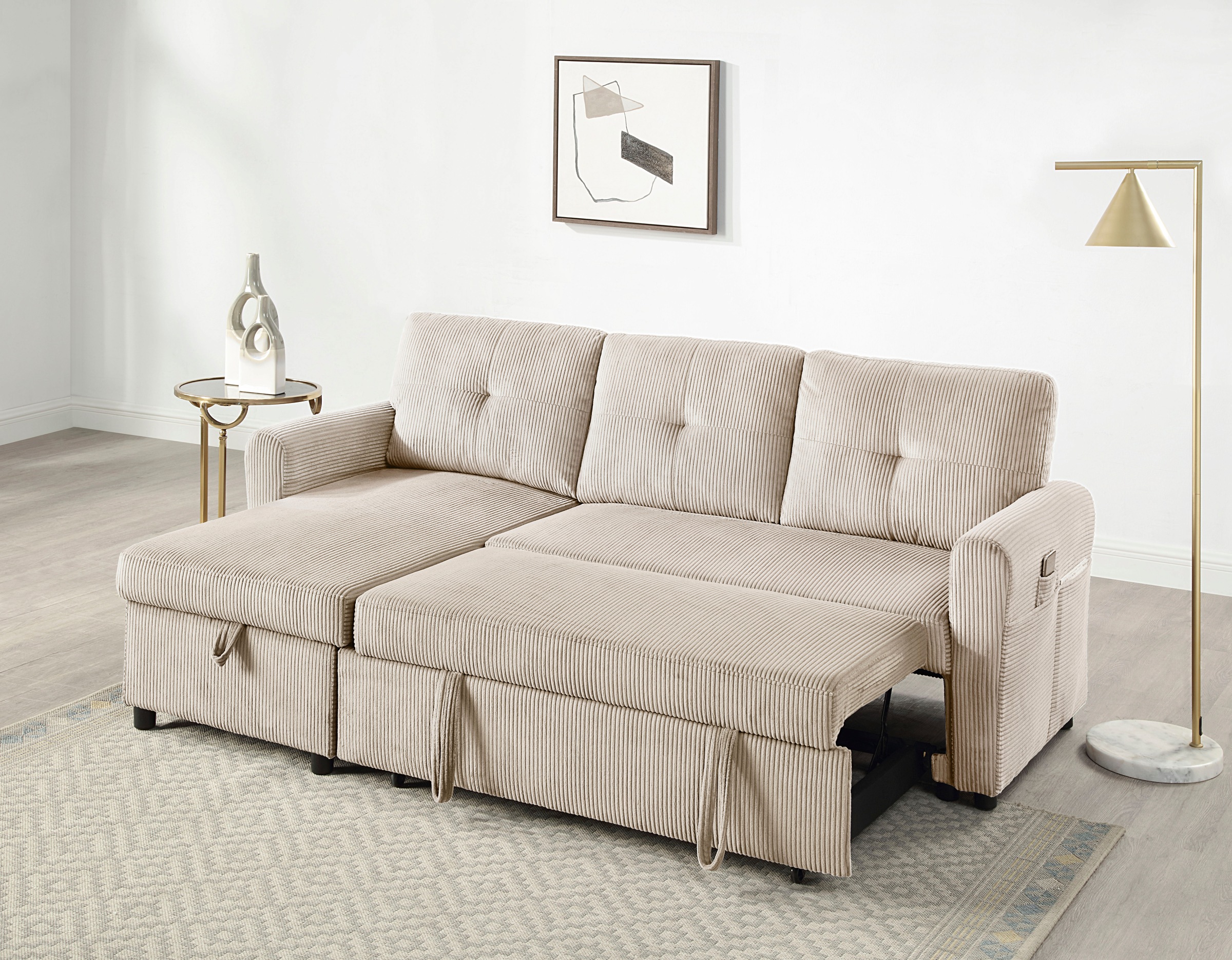 ATLANTIC home collection Schlafsofa »Gustavo L-Form, B: 199 cm« mit Bettfun günstig online kaufen