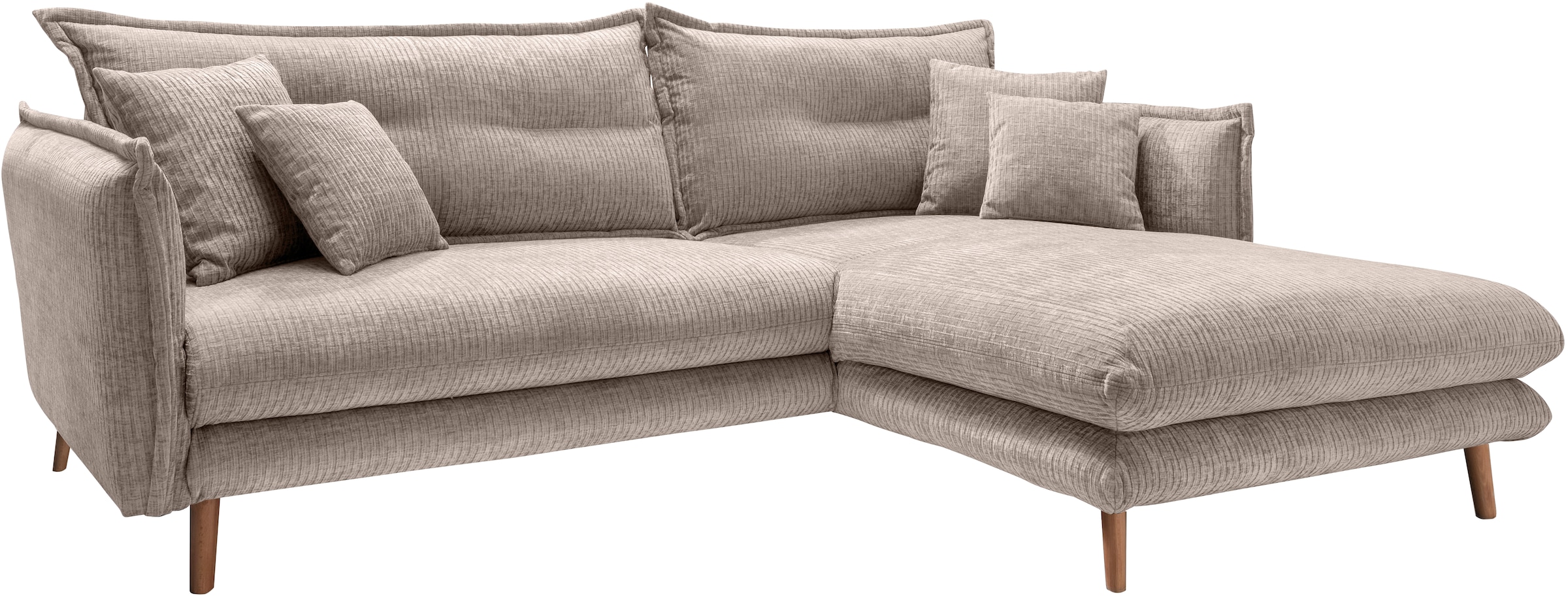 INOSIGN Ecksofa »Lazio modern und bequem, schmale Armlehnen, tolle Detailverarbeitung«, zwei verschiedene Fußfarben wählbar