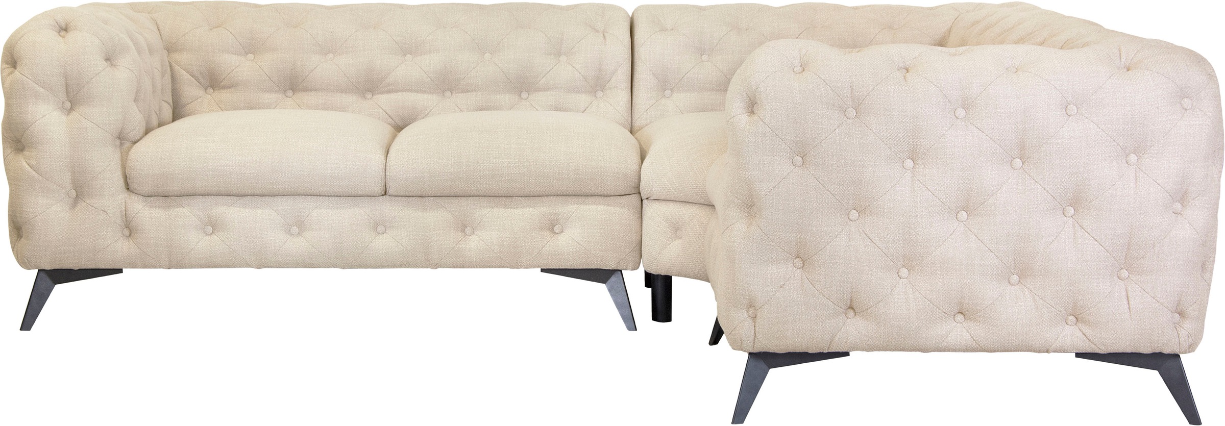 Leonique Chesterfield-Sofa »Ecksofa GLYNIS L-Form mit Wellenunterfederung, günstig online kaufen