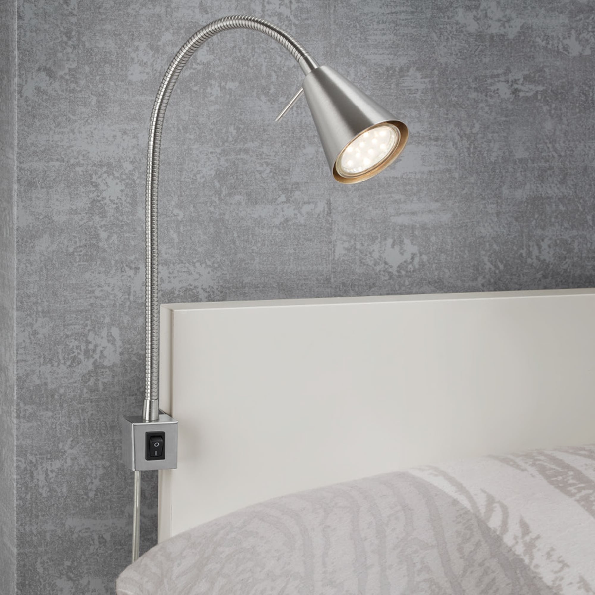Briloner Leuchten LED Wandleuchte »2er Set LED Bettleuchte Schlafzimmer Wohnzimmer Matt-Nickel«, 2er Set LED Bettleuchte Schlafzimmer Wohnzimmer Matt-Nickel