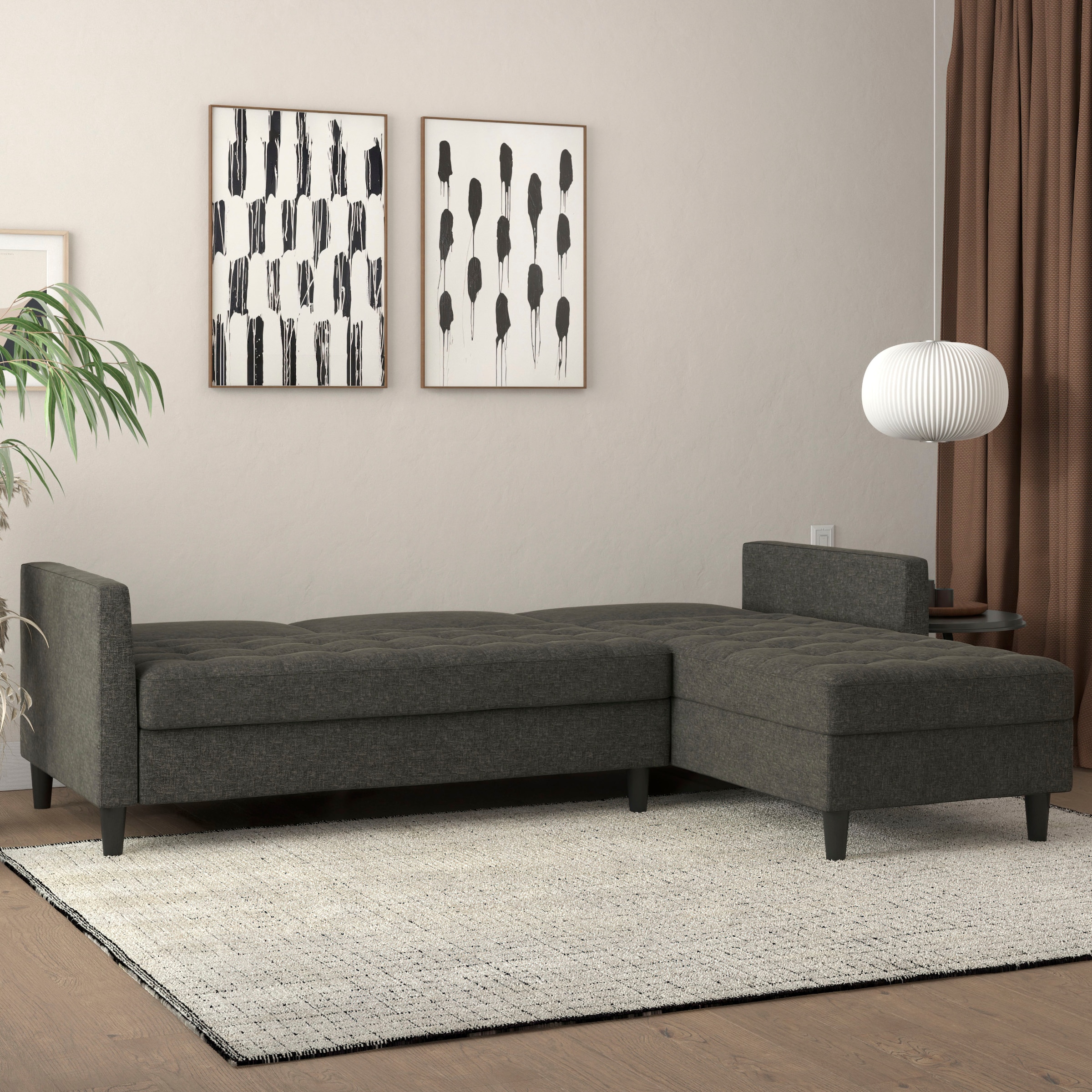 Dorel Home Ecksofa »Presley, L-Form,«, Ecksofa mit Bett-Funktion und Stauraum, verstellbare Rückenlehne