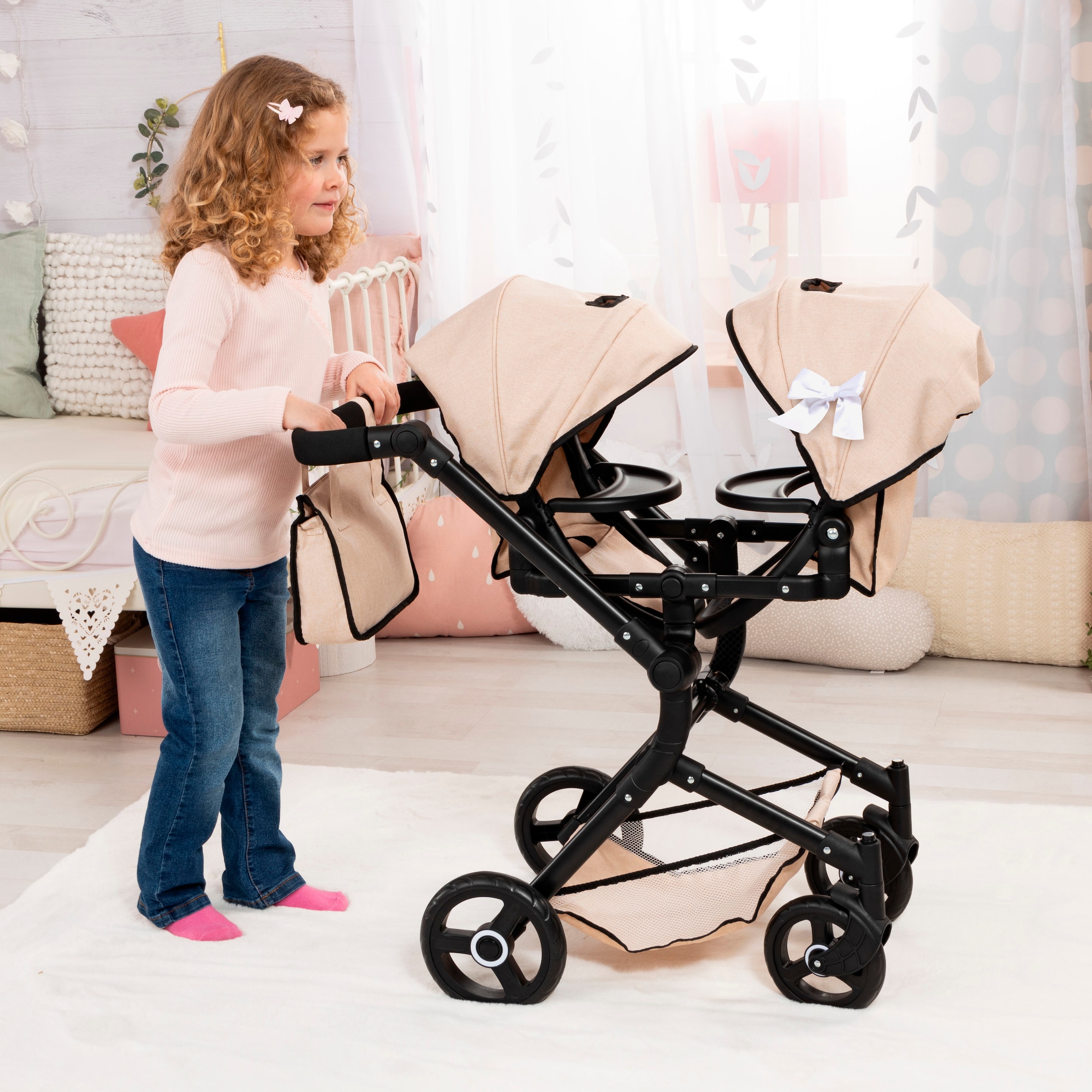 Bayer Puppen-Zwillingsbuggy »Twin Neo« mit Wickeltasche